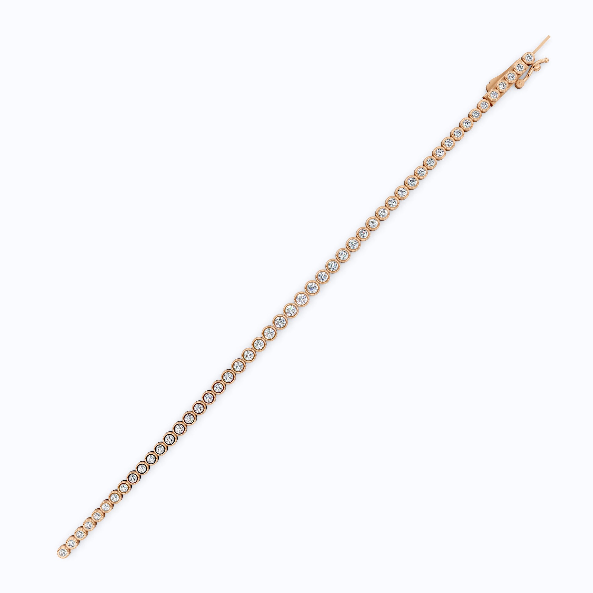 Minimalist Sleek Bezel-Set Round Tennis Bracelet in Lab Diamond – 14k Rose Gold, Gift for Women, Elegant Dainty Bracelet