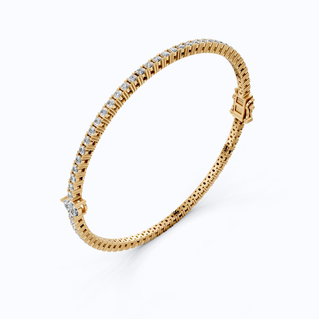 Teardrop Center Tennis Bracelet in 14k Solid Gold,  0.50 CT Pear Cut Lab Grown Diamond Bracelet, Bridal Jewelry Gift