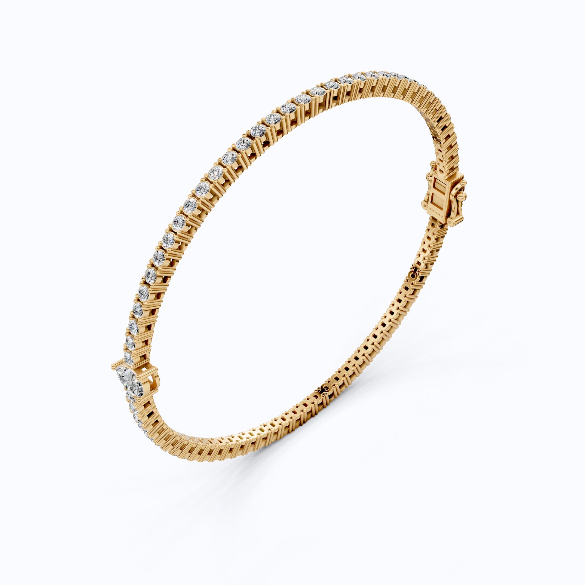 Teardrop Center Tennis Bracelet in 14k Solid Gold,  0.50 CT Pear Cut Lab Grown Diamond Bracelet, Bridal Jewelry Gift