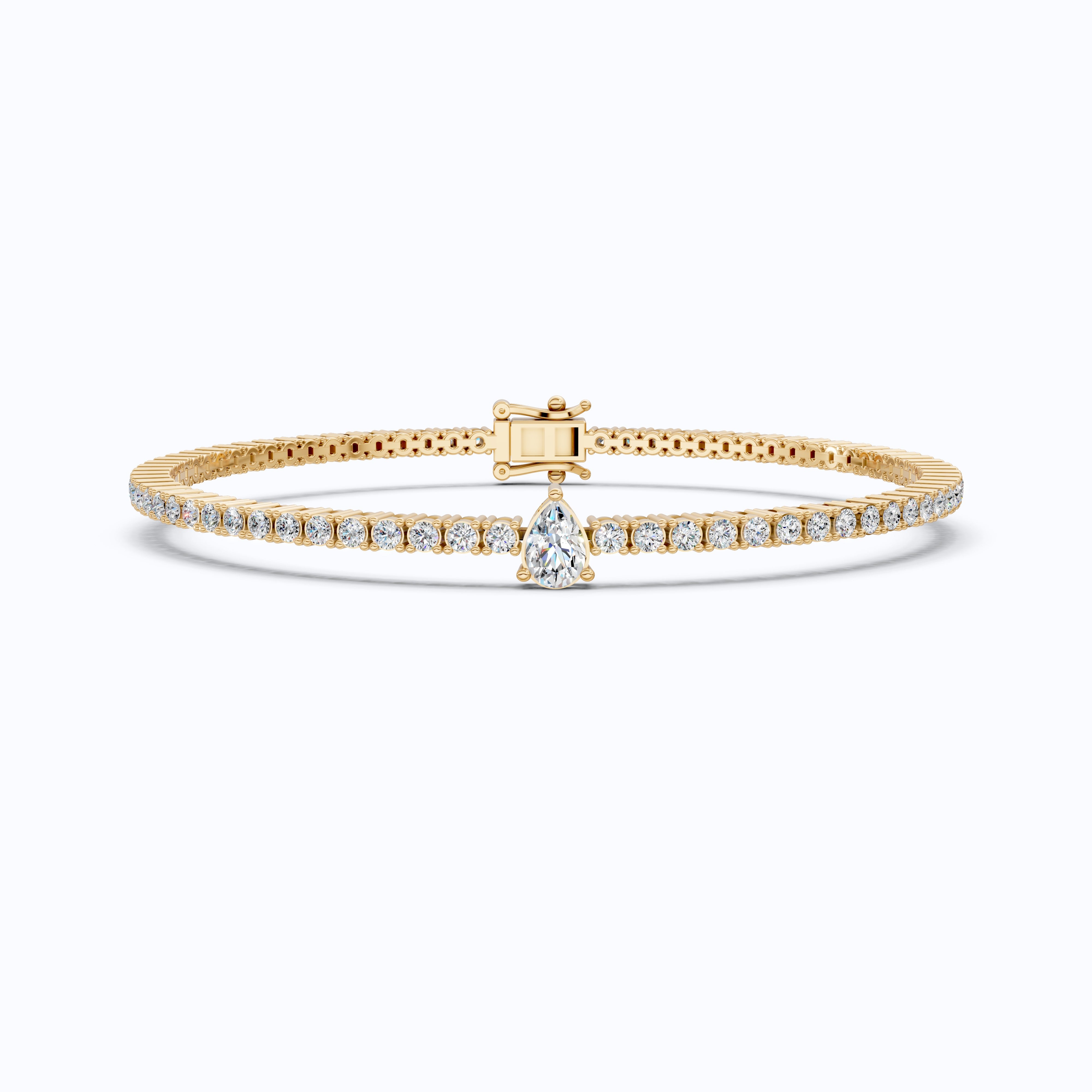 Teardrop Center Tennis Bracelet in 14k Solid Gold,  0.50 CT Pear Cut Lab Grown Diamond Bracelet, Bridal Jewelry Gift