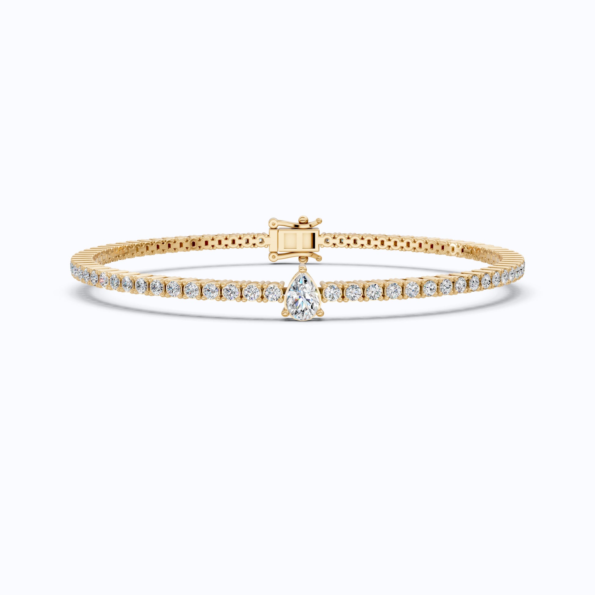 Teardrop Center Tennis Bracelet in 14k Solid Gold,  0.50 CT Pear Cut Lab Grown Diamond Bracelet, Bridal Jewelry Gift