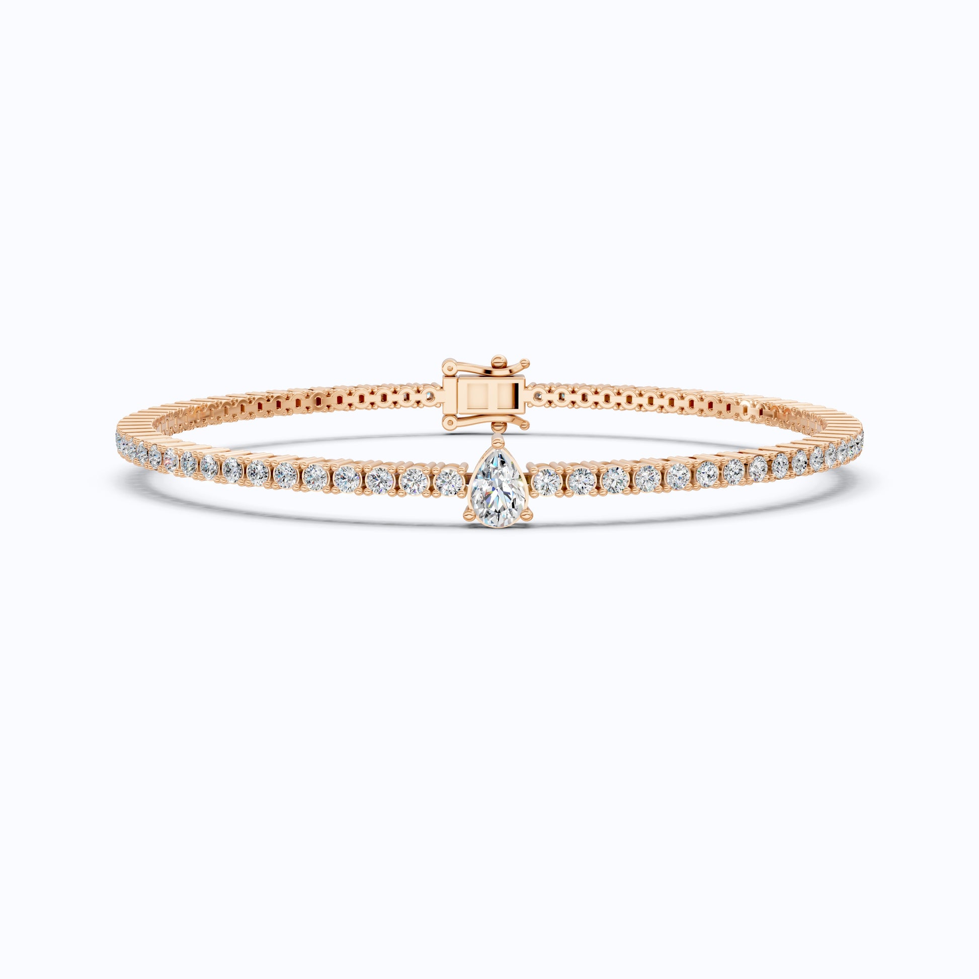 Teardrop Center Tennis Bracelet in 14k Solid Gold,  0.50 CT Pear Cut Lab Grown Diamond Bracelet, Bridal Jewelry Gift