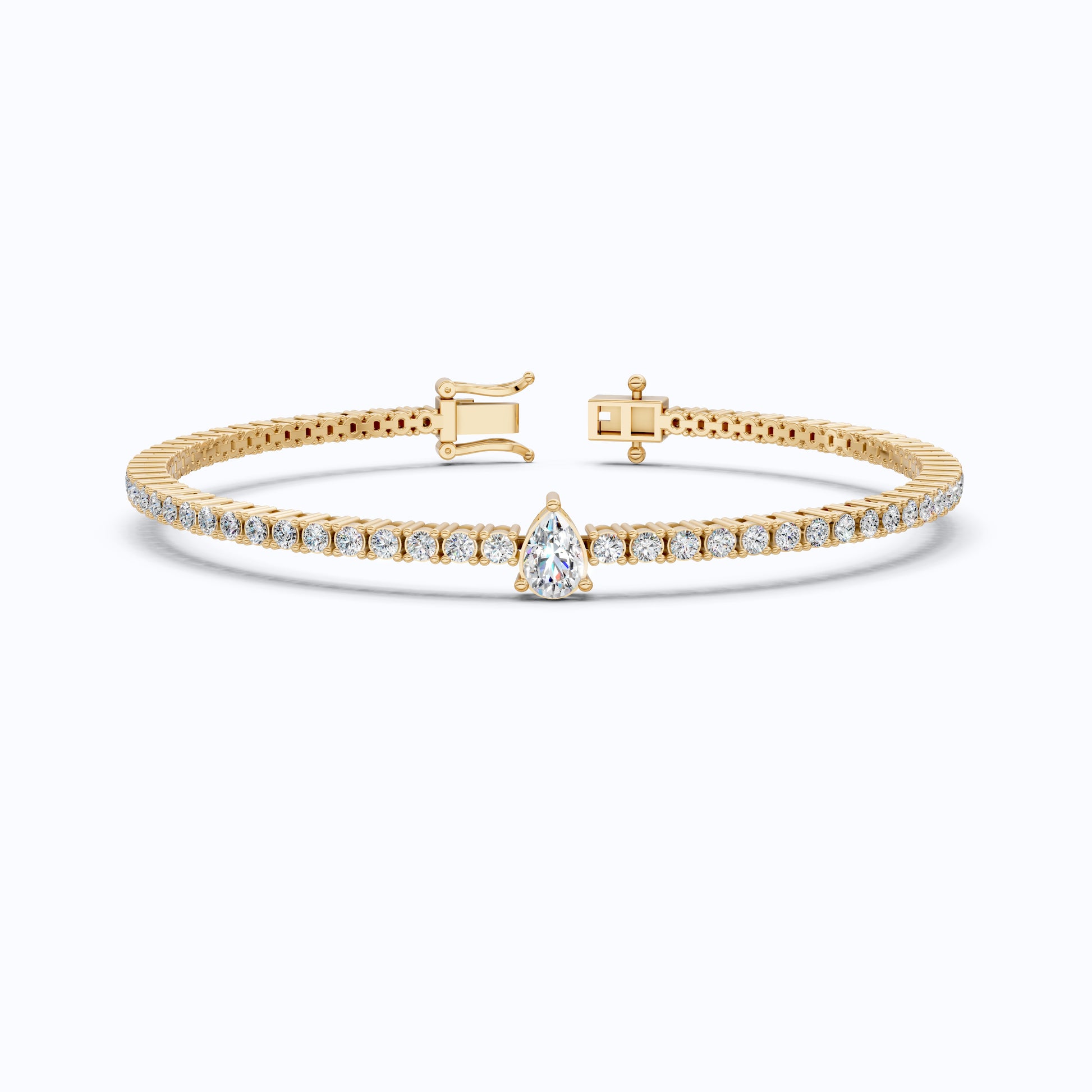 Teardrop Center Tennis Bracelet in 14k Solid Gold,  0.50 CT Pear Cut Lab Grown Diamond Bracelet, Bridal Jewelry Gift