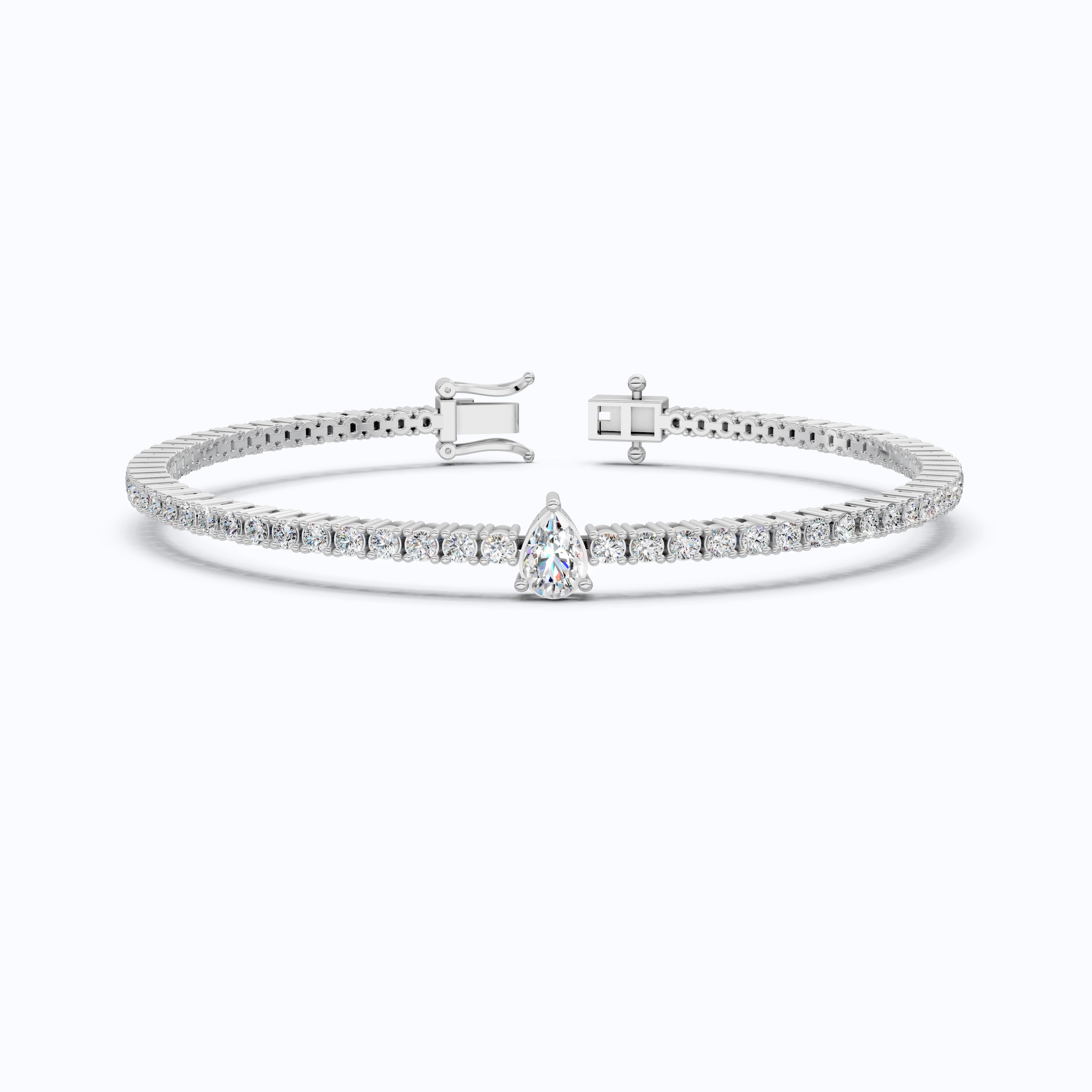 Teardrop Center Tennis Bracelet in 14k Solid Gold,  0.50 CT Pear Cut Lab Grown Diamond Bracelet, Bridal Jewelry Gift