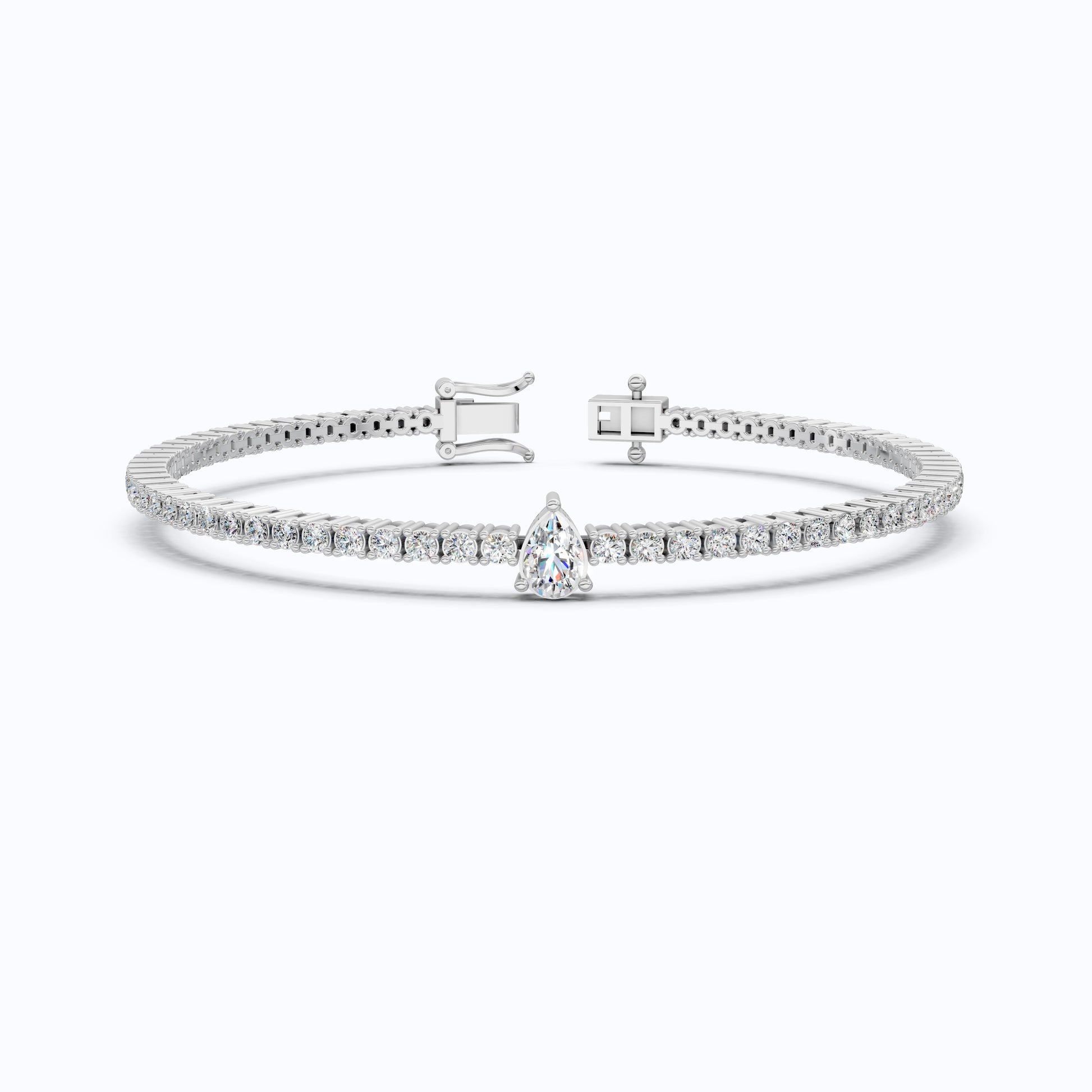 Teardrop Center Tennis Bracelet in 14k Solid Gold,  0.50 CT Pear Cut Lab Grown Diamond Bracelet, Bridal Jewelry Gift
