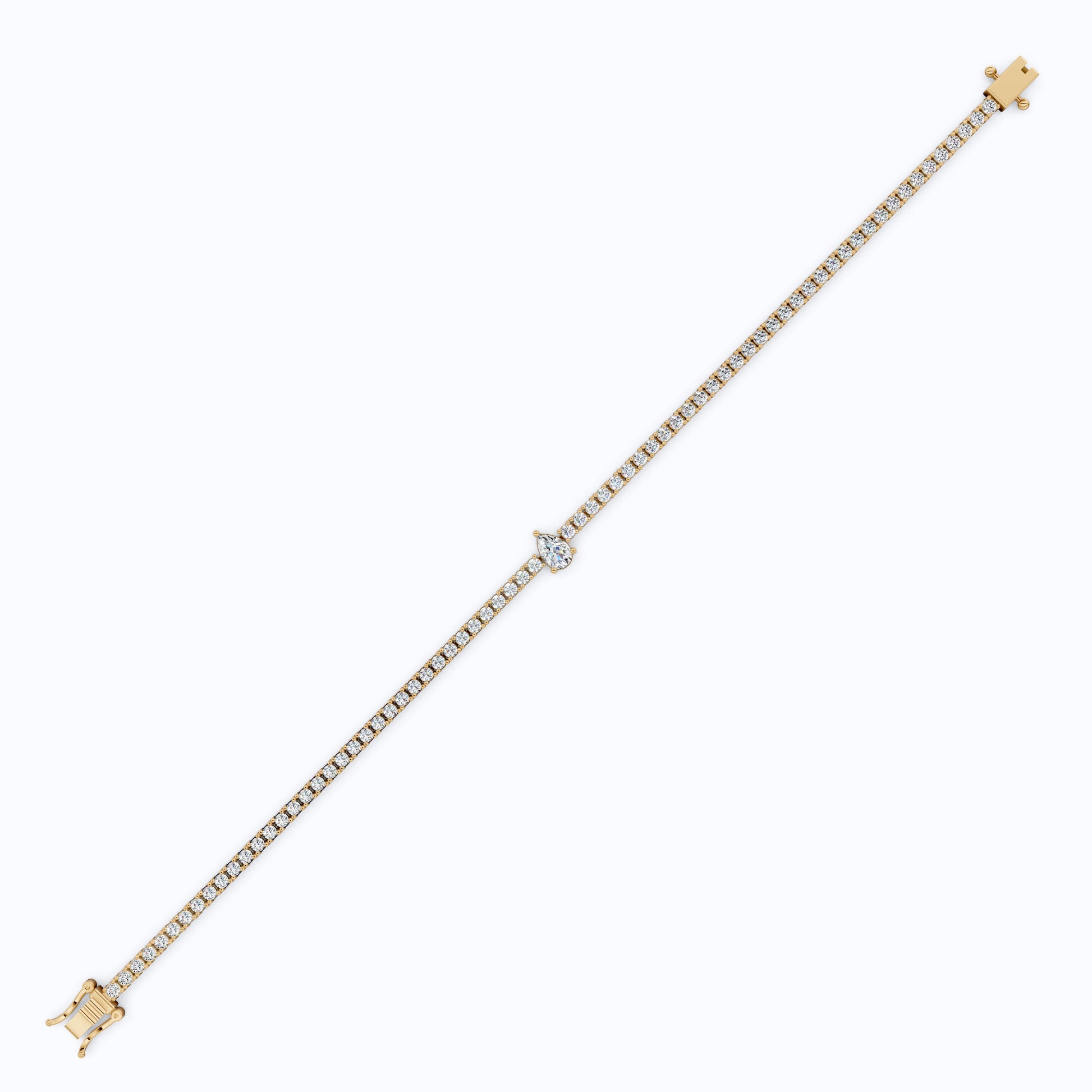 Teardrop Center Tennis Bracelet in 14k Solid Gold,  0.50 CT Pear Cut Lab Grown Diamond Bracelet, Bridal Jewelry Gift