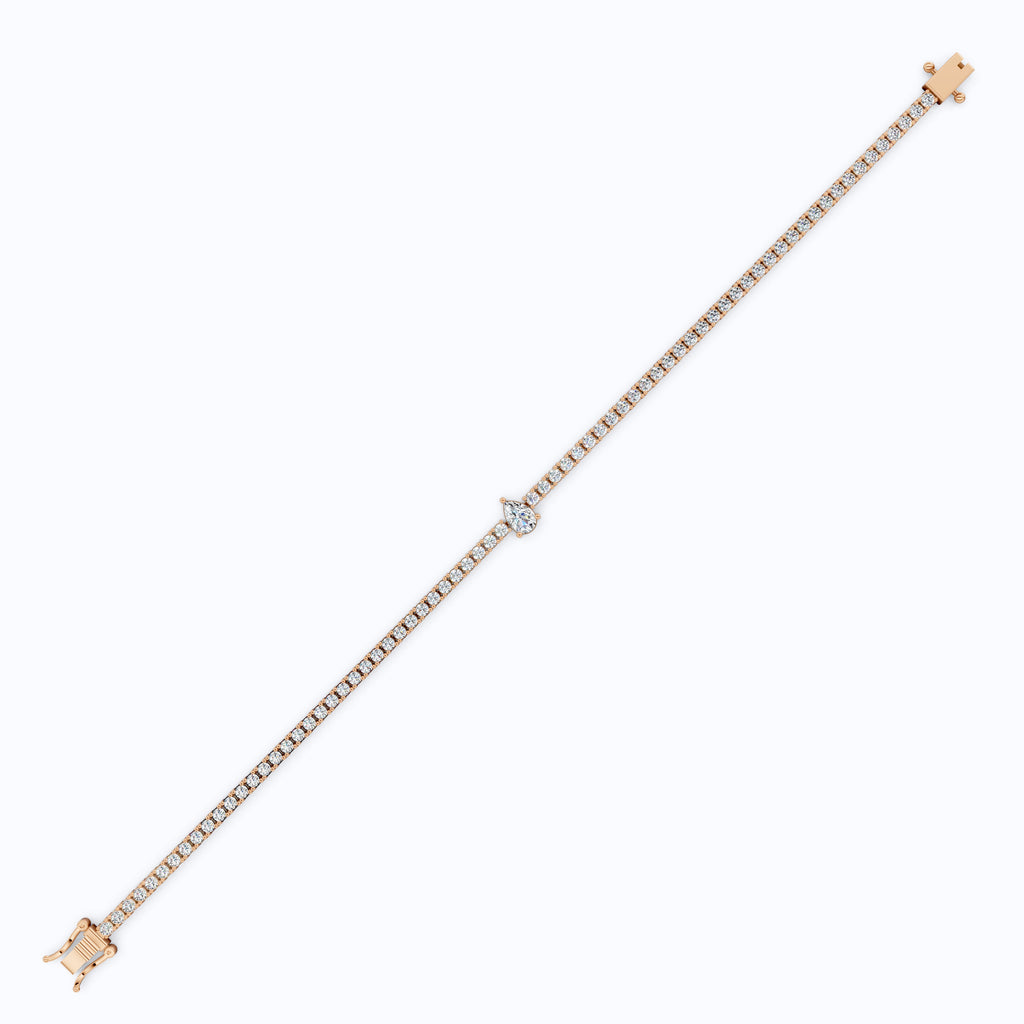 Teardrop Center Tennis Bracelet in 14k Solid Gold,  0.50 CT Pear Cut Lab Grown Diamond Bracelet, Bridal Jewelry Gift