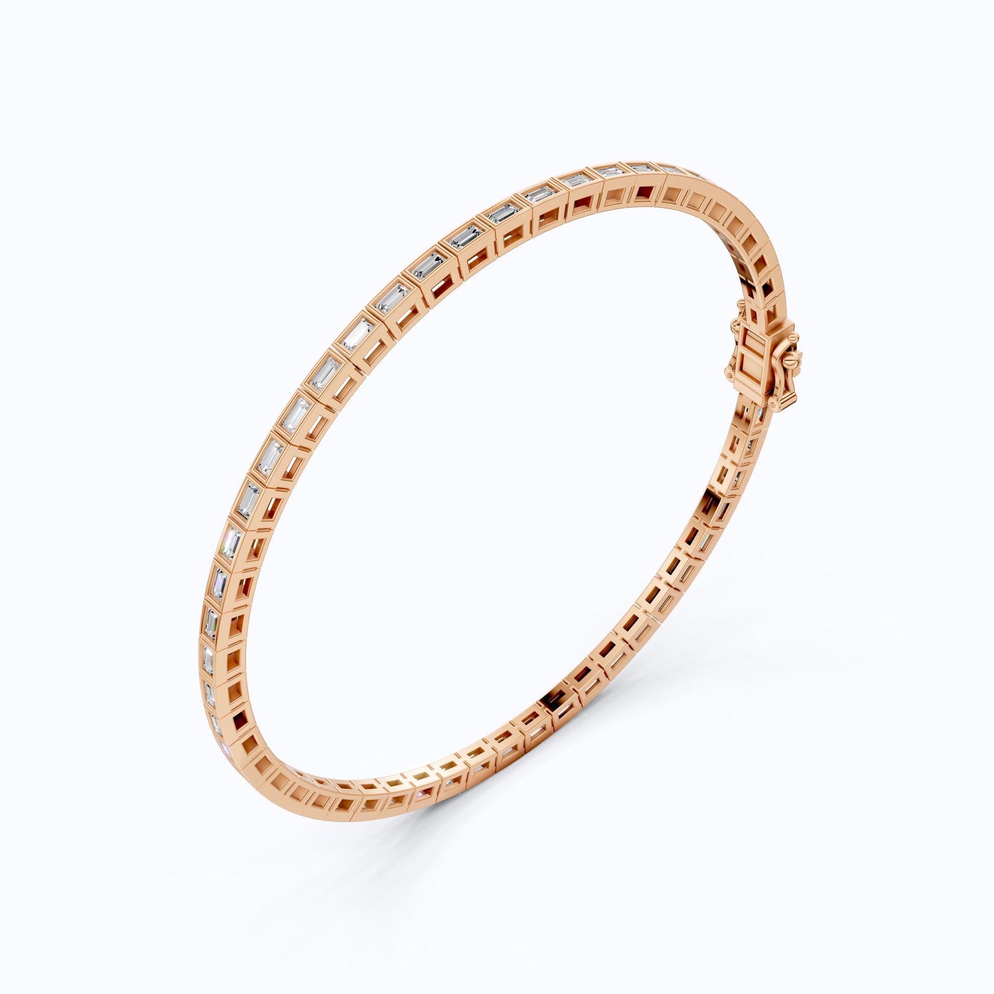 Luxury Bezel Set Tennis Bracelet in 14k Solid Gold, 2.55 TCW Baguette Cut Lab Grown Diamonds, Wedding Gift for Women, Handmade Jewellry