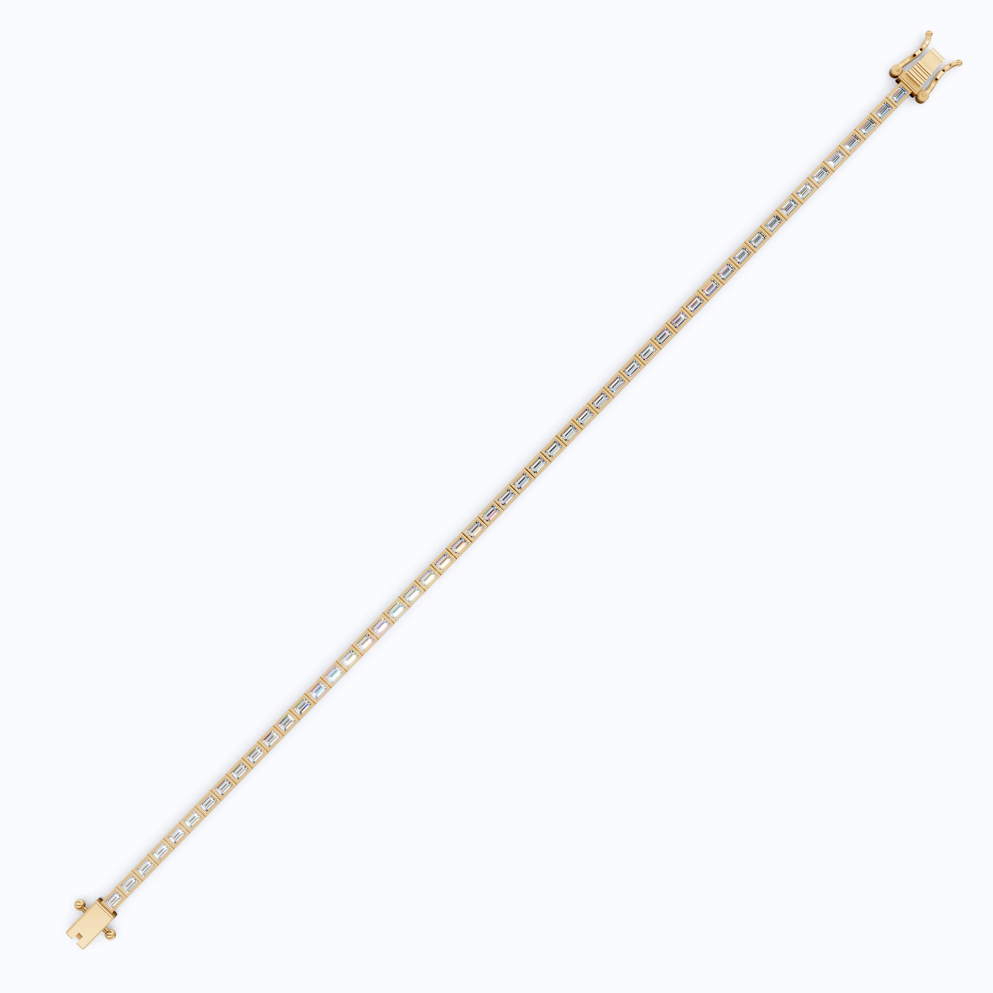 Luxury Bezel Set Tennis Bracelet in 14k Solid Gold, 2.55 TCW Baguette Cut Lab Grown Diamonds, Wedding Gift for Women, Handmade Jewellry