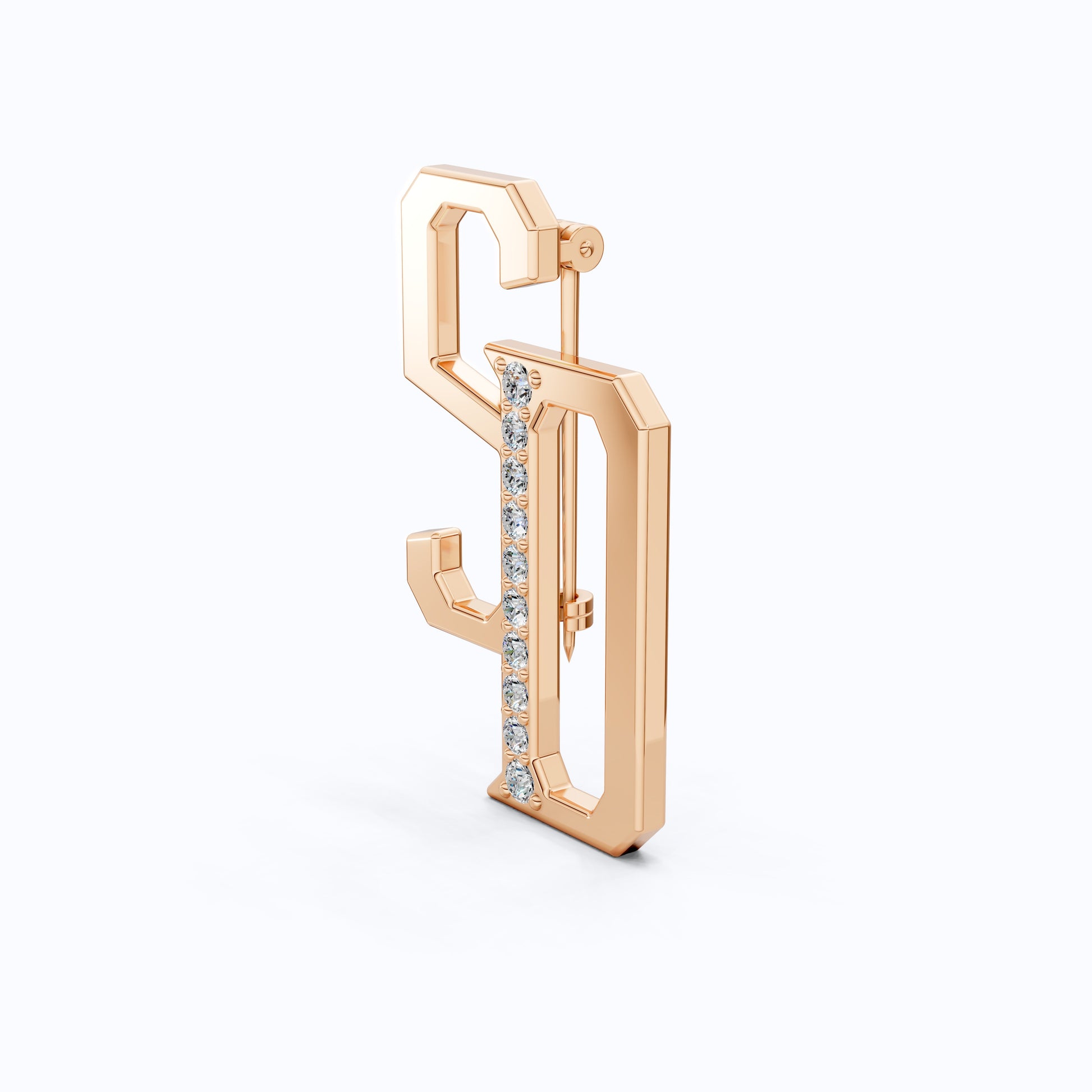Personalized SD Monogram Brooch in 18K Gold, Custom Letter Brooch Accessories, Luxury Gift for Him
