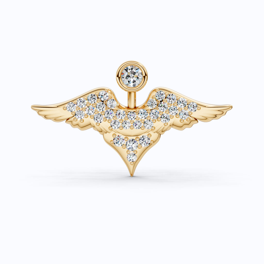 Heavenly Angel Wing Pavé Brooch Accessories in Lab Grown Diamond-14k Solid Gold, Gift for Her, Spiritual Pin