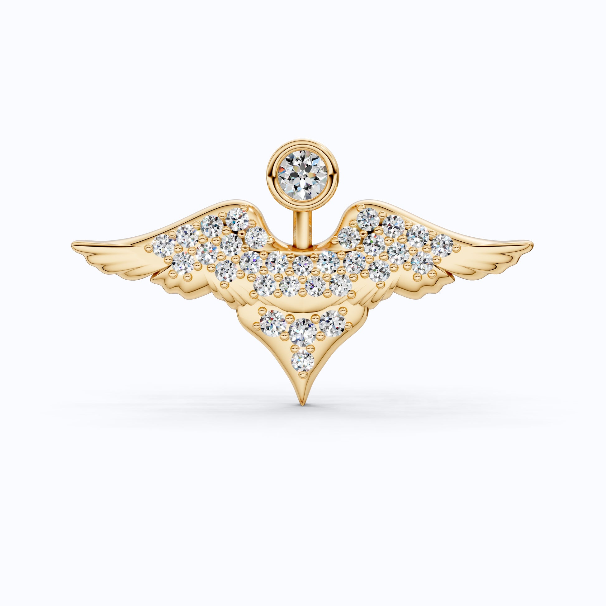 Heavenly Angel Wing Pavé Brooch Accessories in Lab Grown Diamond-14k Solid Gold, Gift for Her, Spiritual Pin