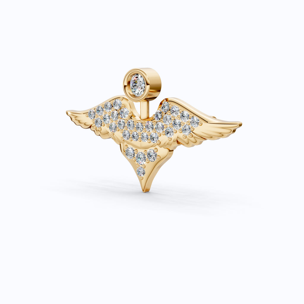 Heavenly Angel Wing Pavé Brooch Accessories in Lab Grown Diamond-14k Solid Gold, Gift for Her, Spiritual Pin