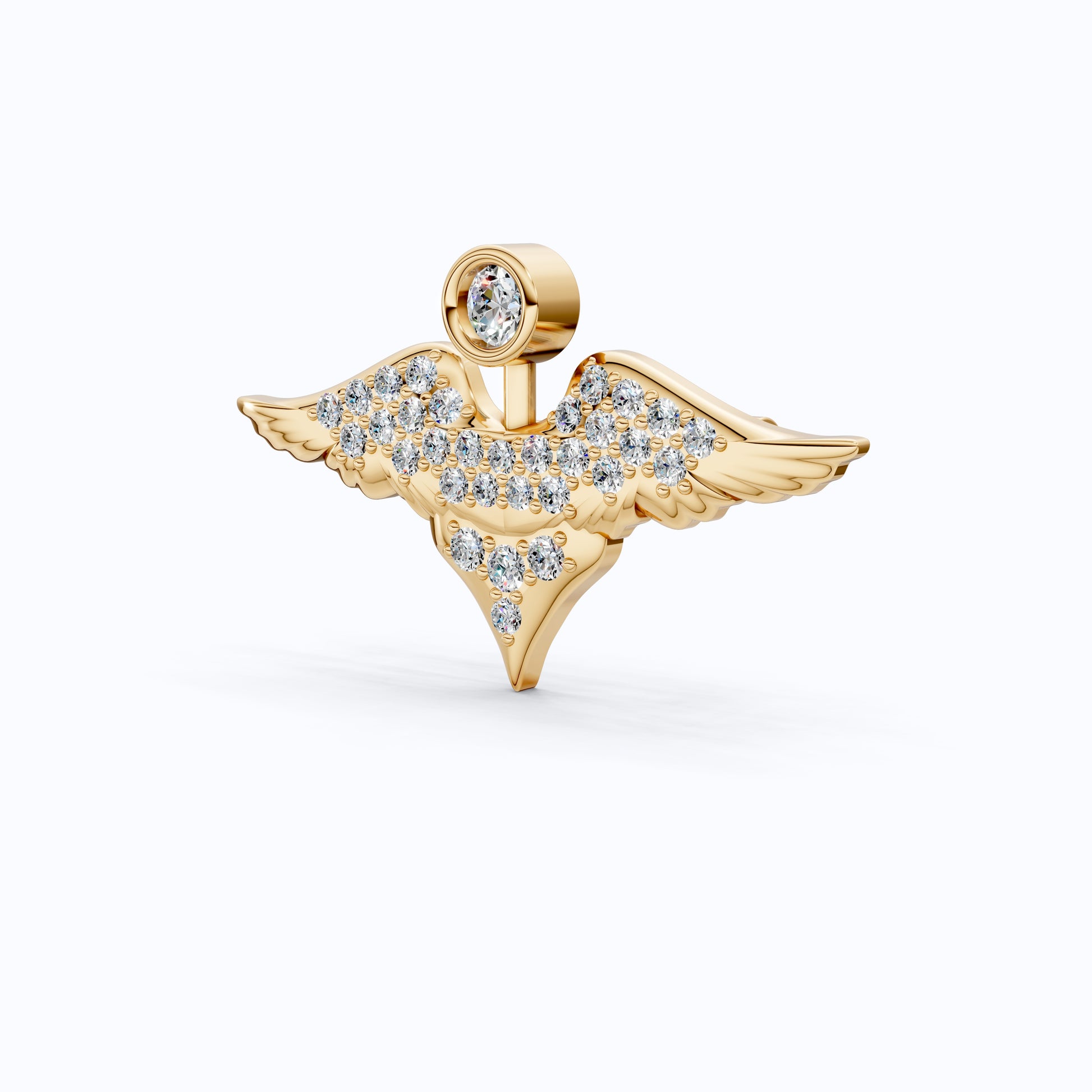 Heavenly Angel Wing Pavé Brooch Accessories in Lab Grown Diamond-14k Solid Gold, Gift for Her, Spiritual Pin