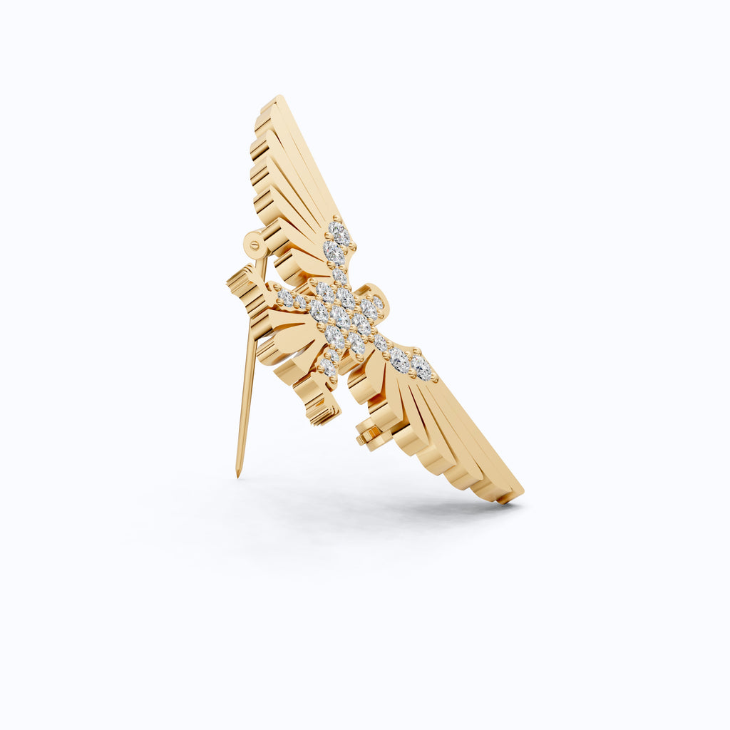 Majestic Eagle Wing Diamond Brooch in Lab Grown Diamond-14k Solid Gold, Luxury Pin Jewelry, Gift for Her/Him