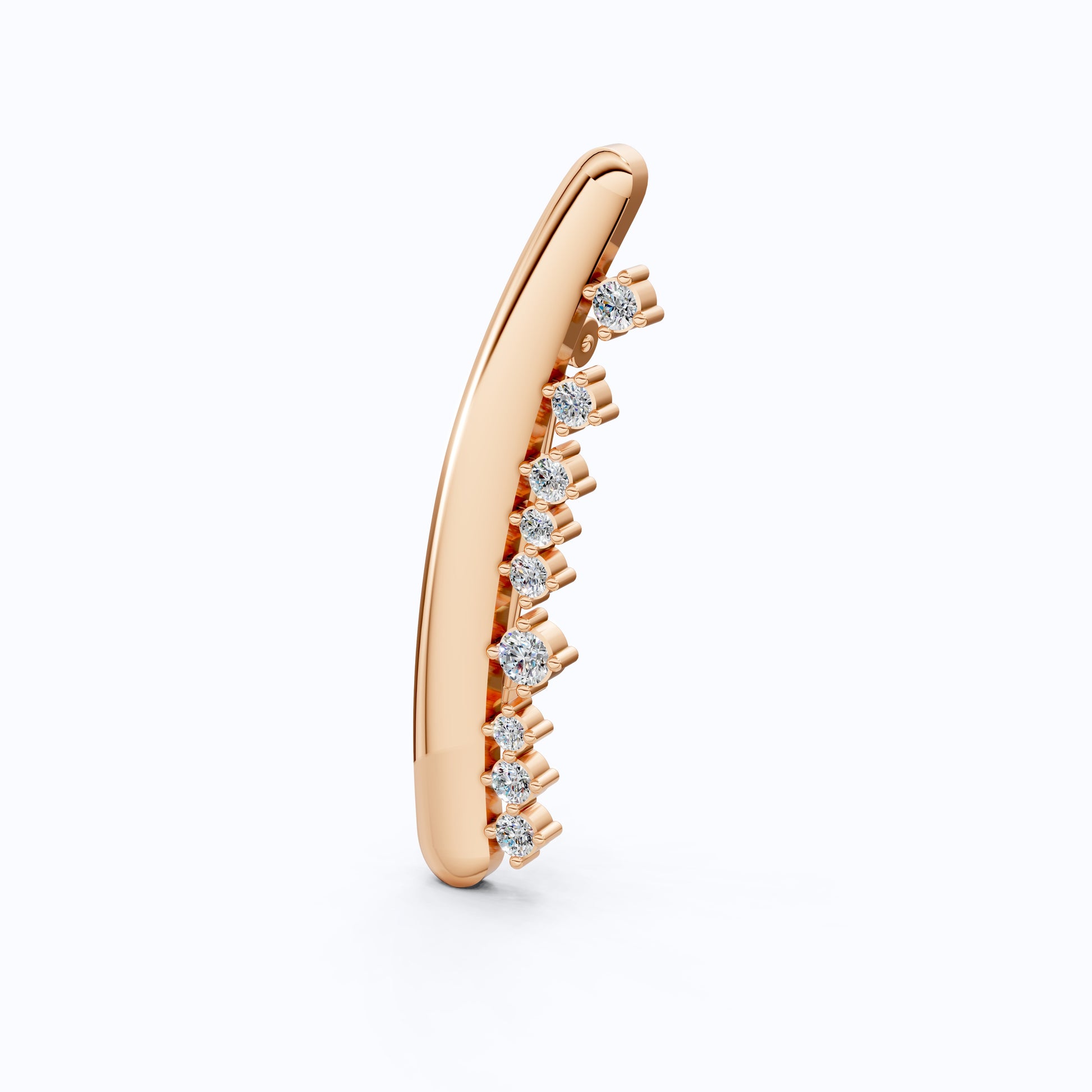 Men's Gold Brooch with Diamonds, 14K Yellow Gold Curved Pin for Suit or Wedding, Luxury Gift for Him