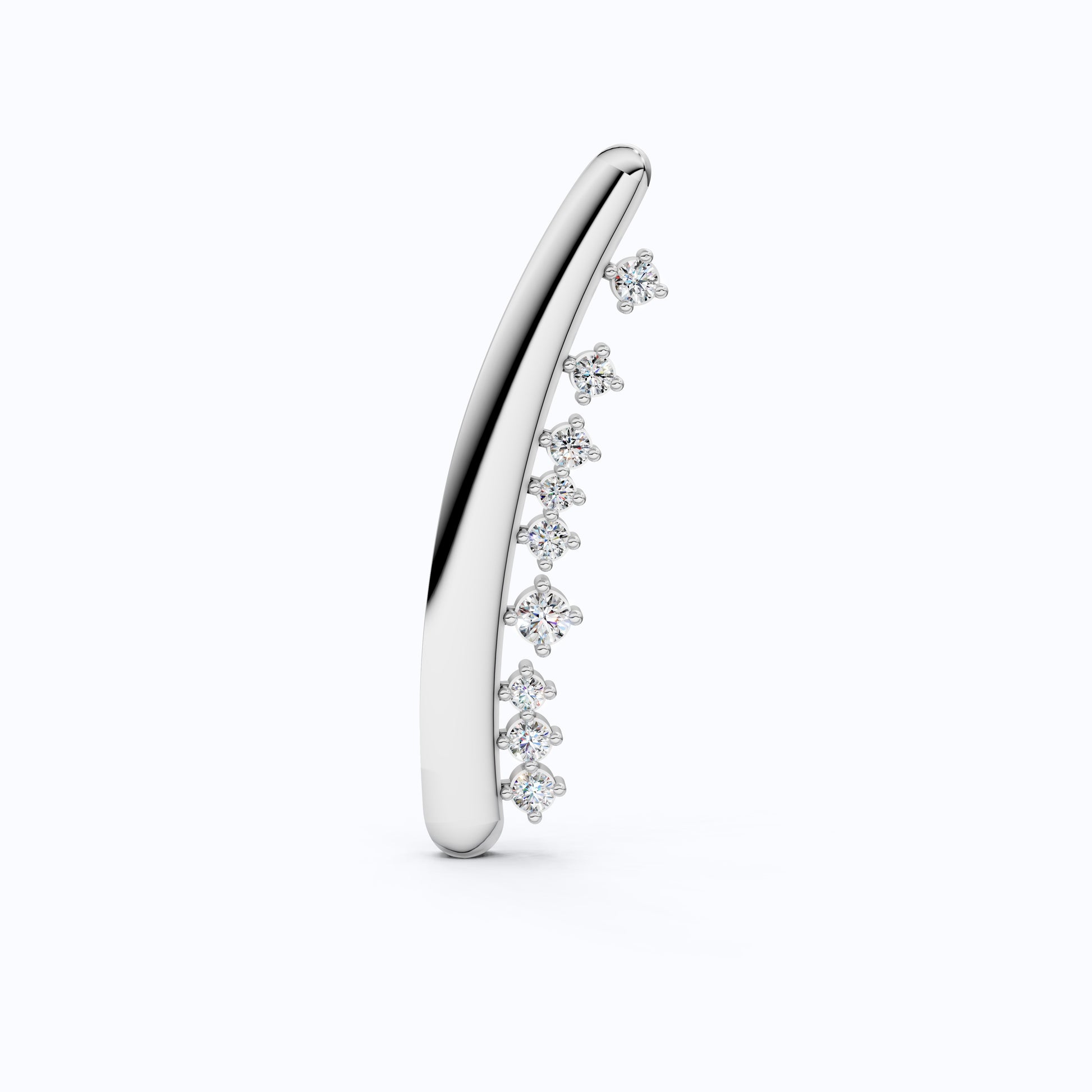 Men's Gold Brooch with Diamonds, 14K Yellow Gold Curved Pin for Suit or Wedding, Luxury Gift for Him