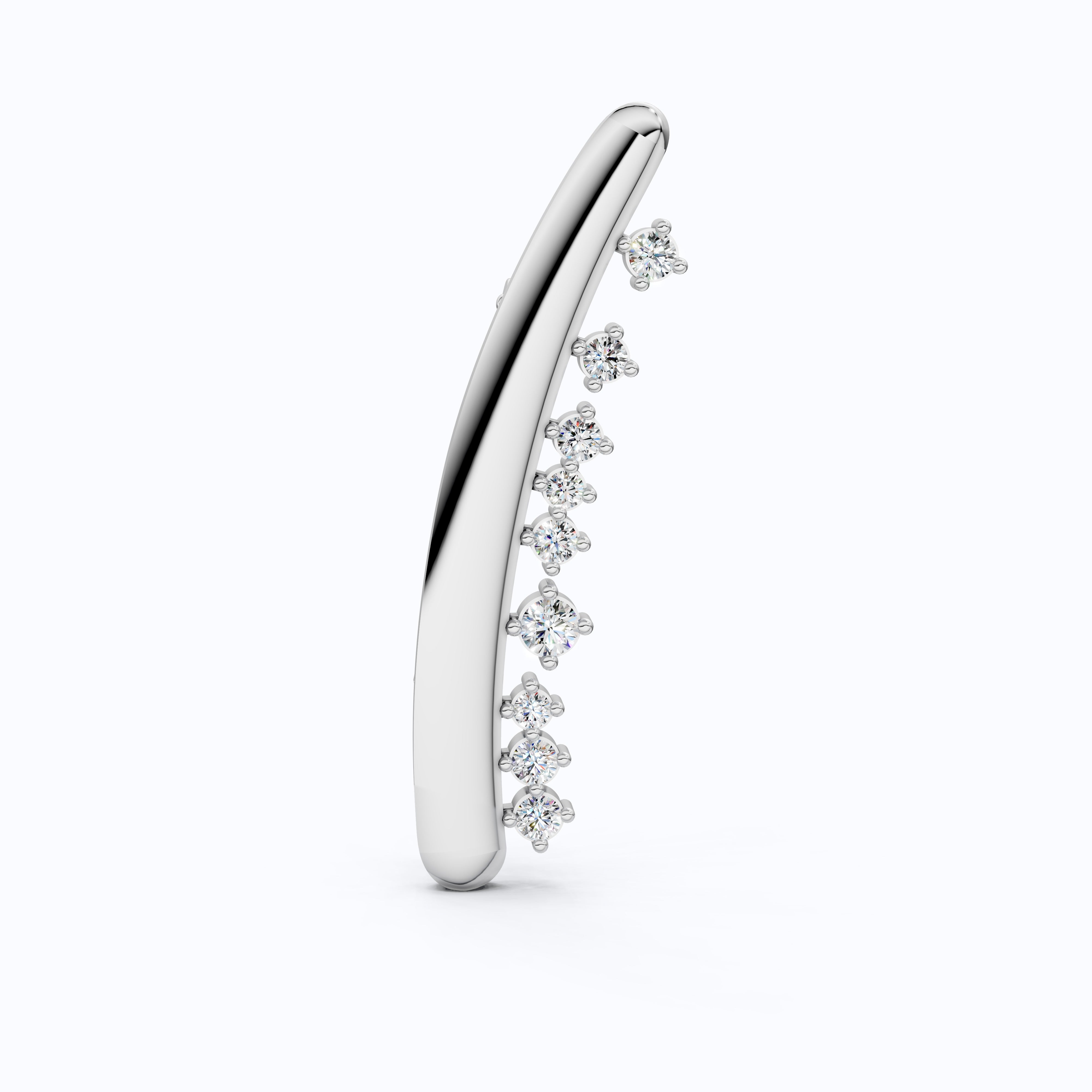Men's Gold Brooch with Diamonds, 14K Yellow Gold Curved Pin for Suit or Wedding, Luxury Gift for Him