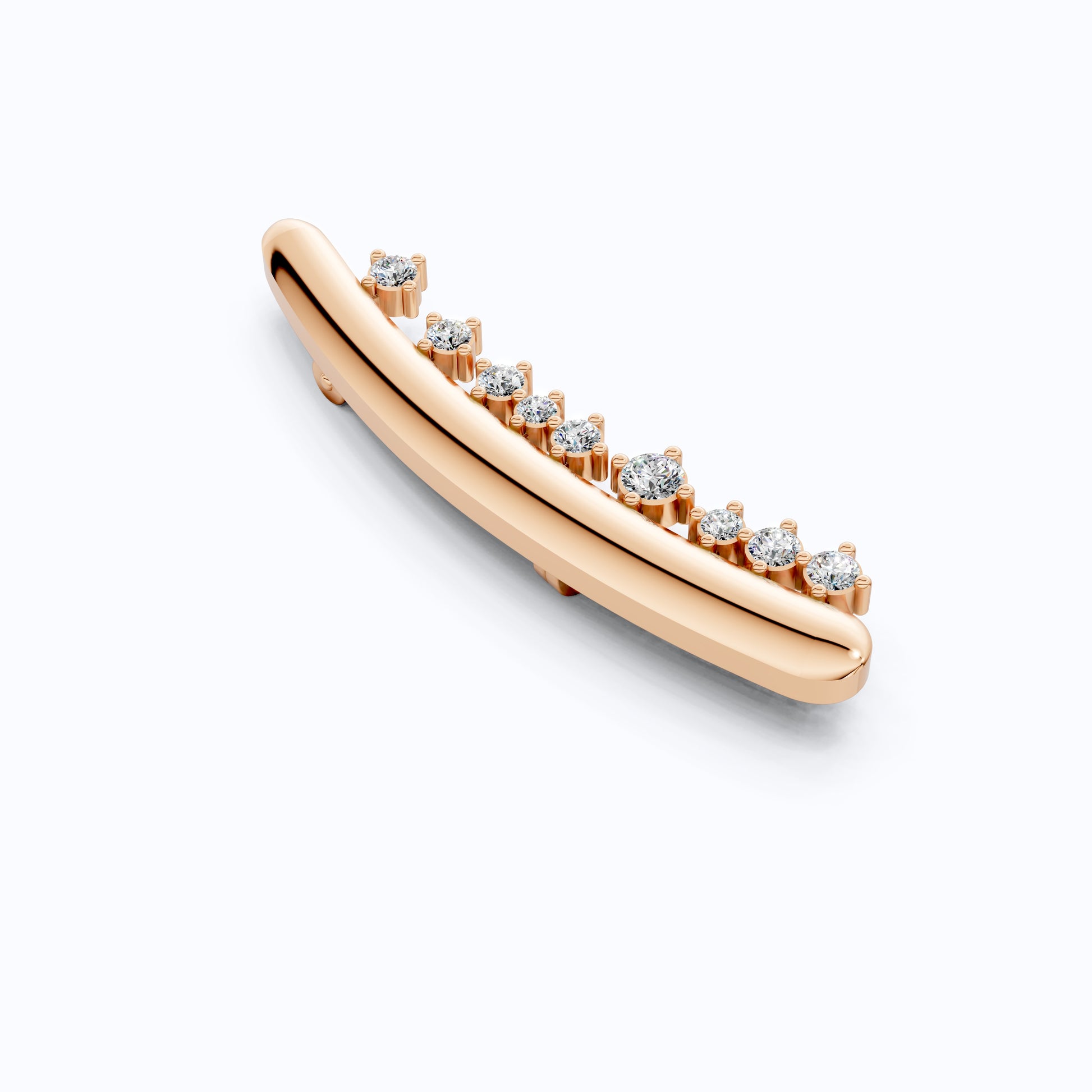 Men's Gold Brooch with Diamonds, 14K Yellow Gold Curved Pin for Suit or Wedding, Luxury Gift for Him