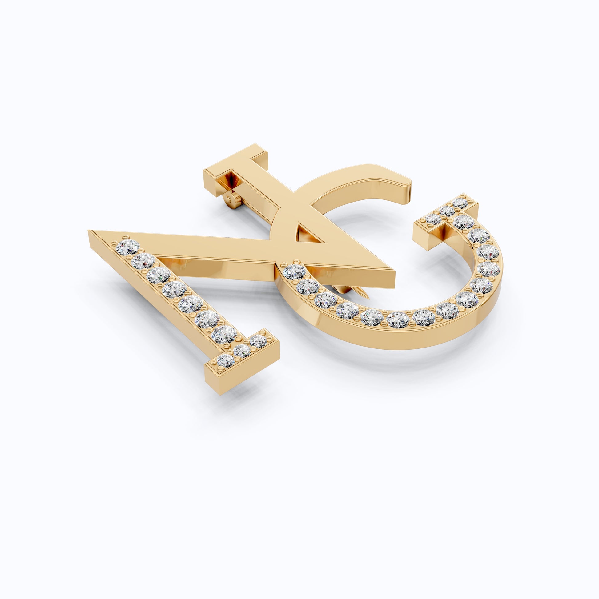 Custom Elegant NG Letter Diamond Brooch in 14K Rose Gold, Monogram Pin, Luxury Personalized Gift for Her/Him, Wedding Accessories