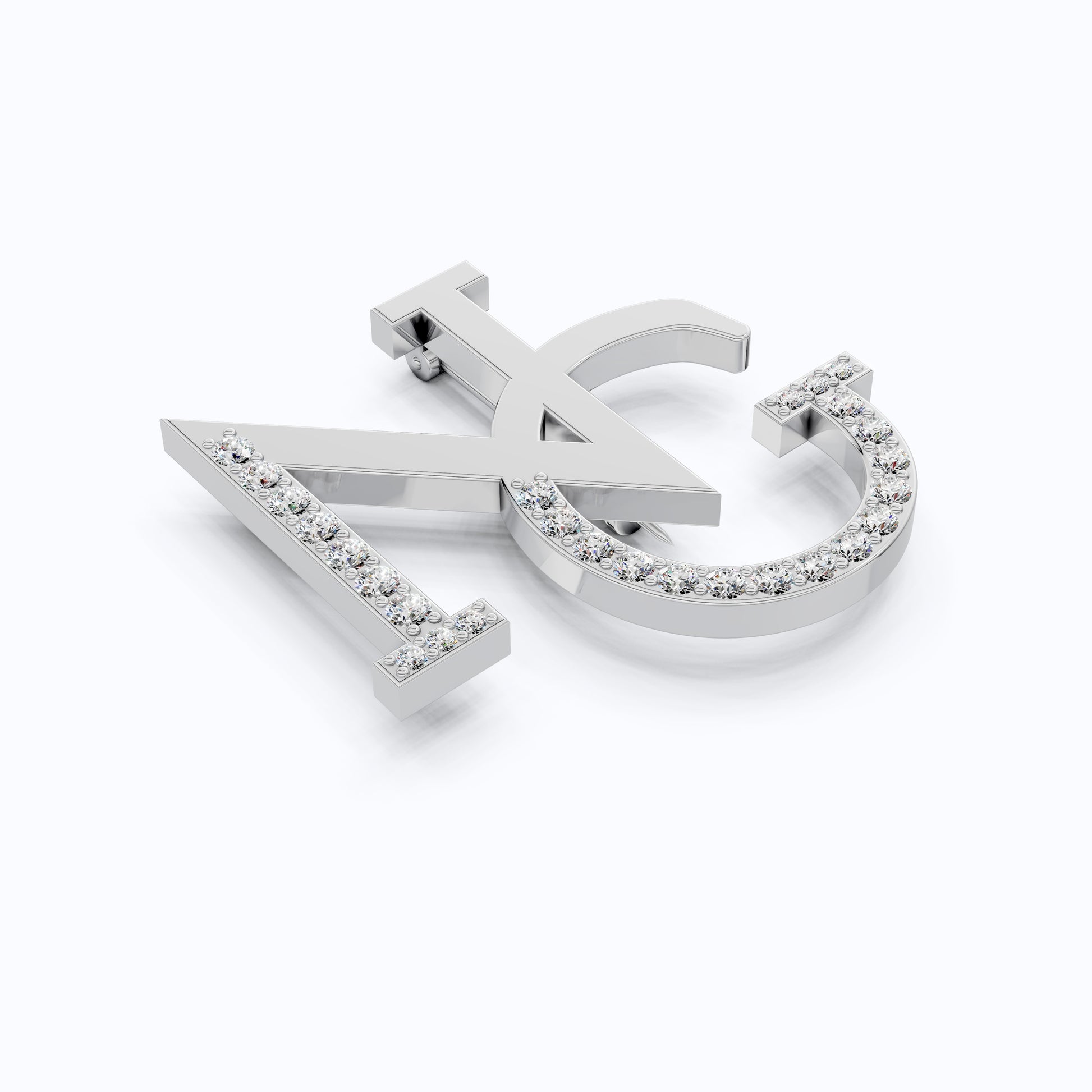Custom Elegant NG Letter Diamond Brooch in 14K Rose Gold, Monogram Pin, Luxury Personalized Gift for Her/Him, Wedding Accessories