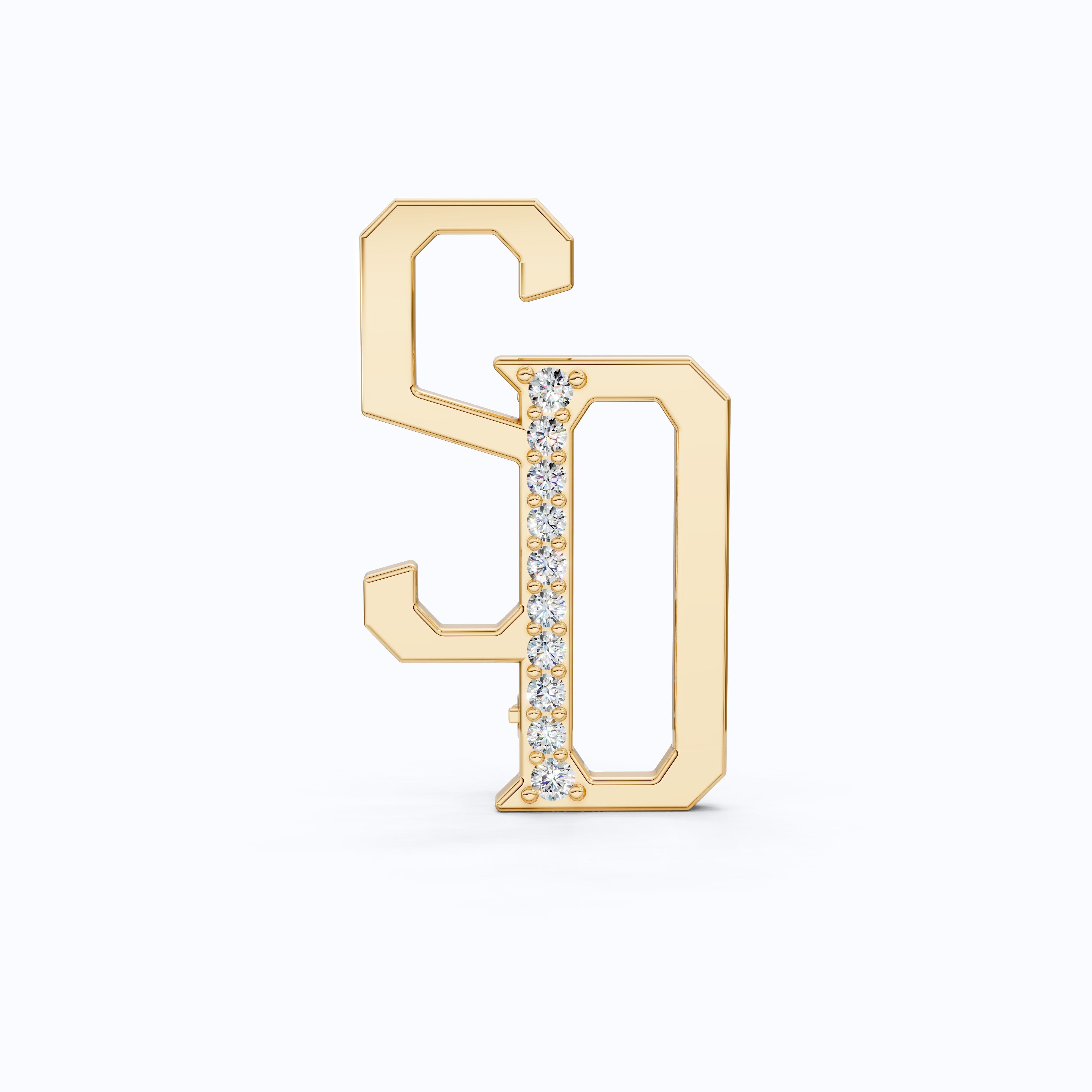 Personalized SD Monogram Brooch in 18K Gold, Custom Letter Brooch Accessories, Luxury Gift for Him