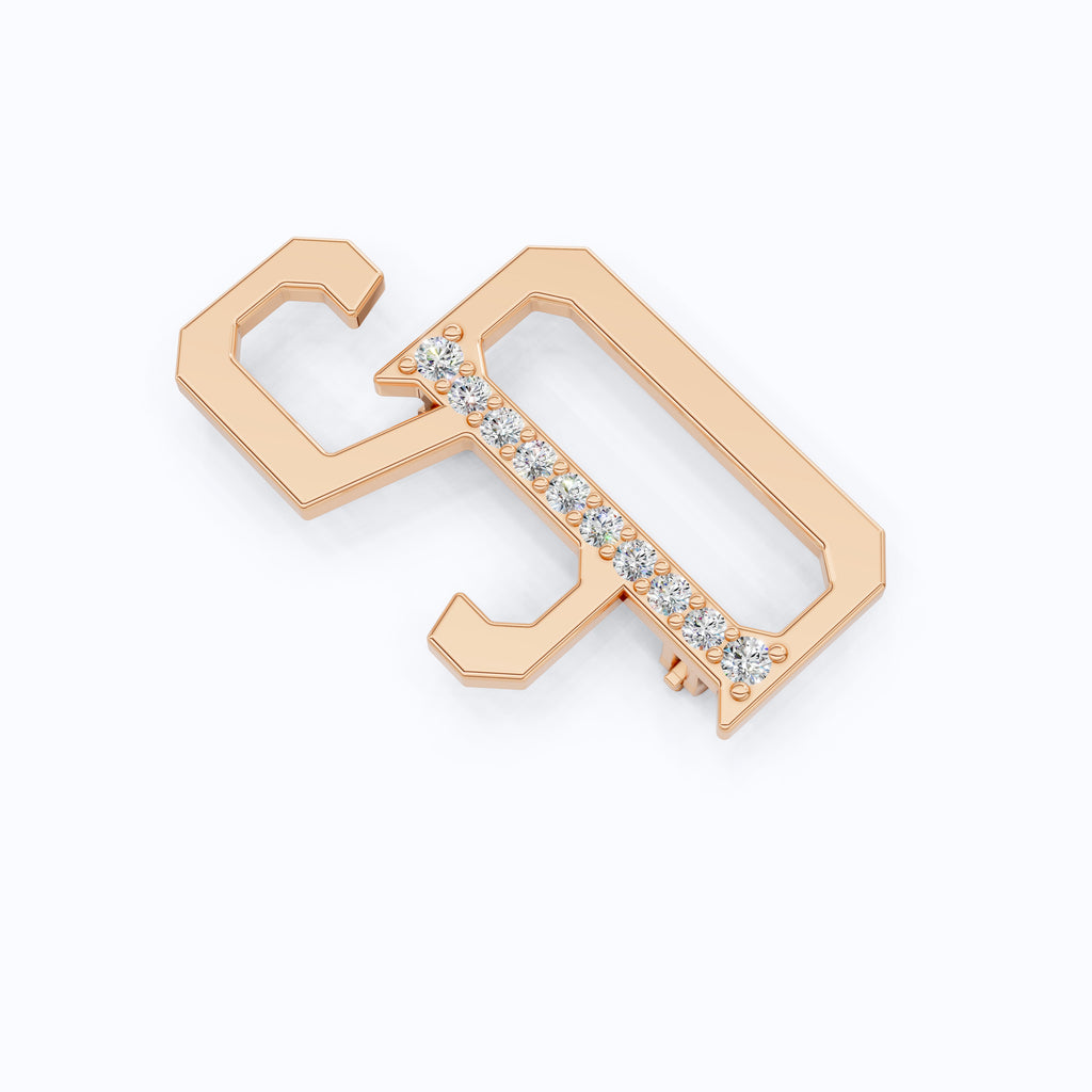 Personalized SD Monogram Brooch in 18K Gold, Custom Letter Brooch Accessories, Luxury Gift for Him