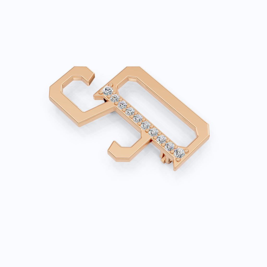 Personalized SD Monogram Brooch in 18K Gold, Custom Letter Brooch Accessories, Luxury Gift for Him