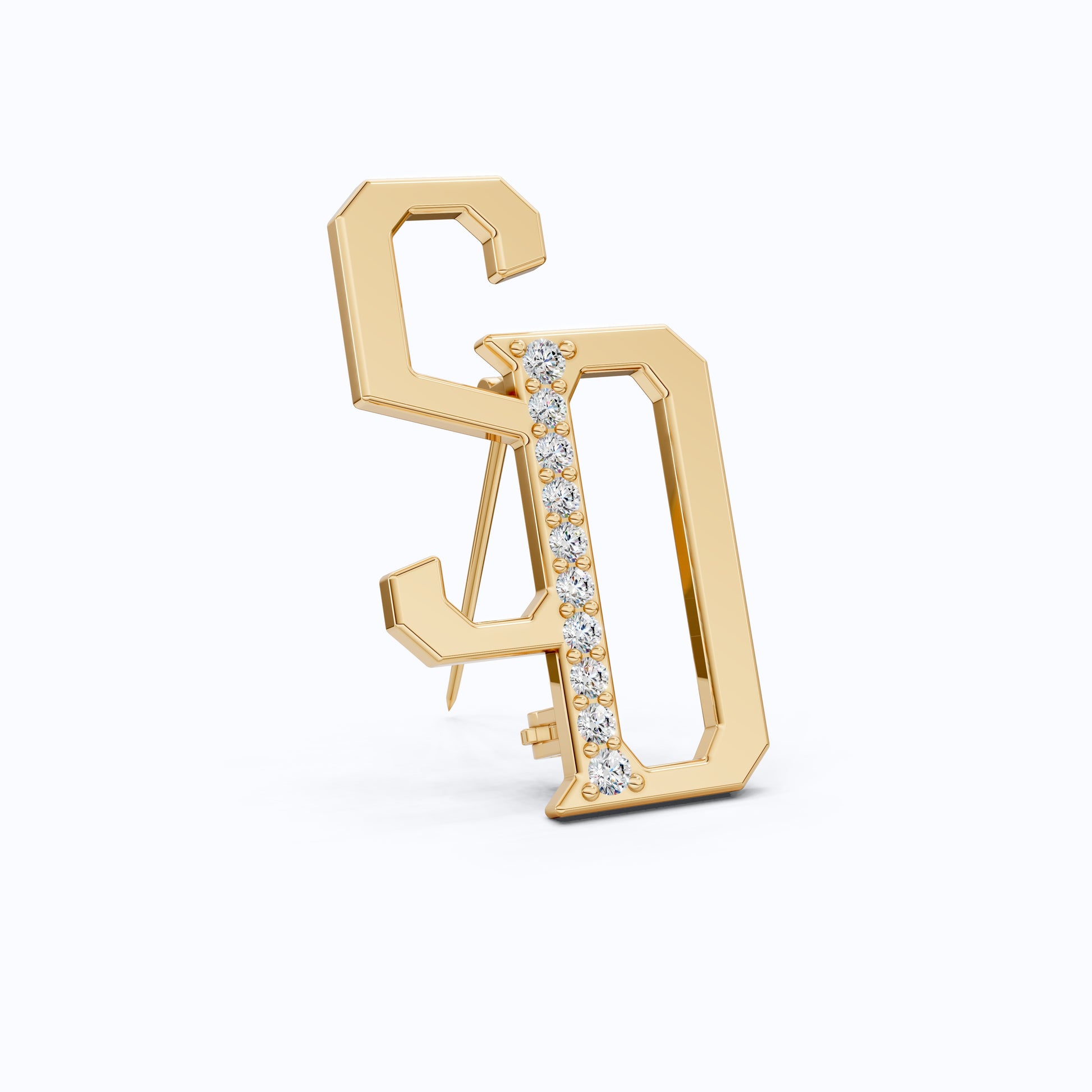Personalized SD Monogram Brooch in 18K Gold, Custom Letter Brooch Accessories, Luxury Gift for Him