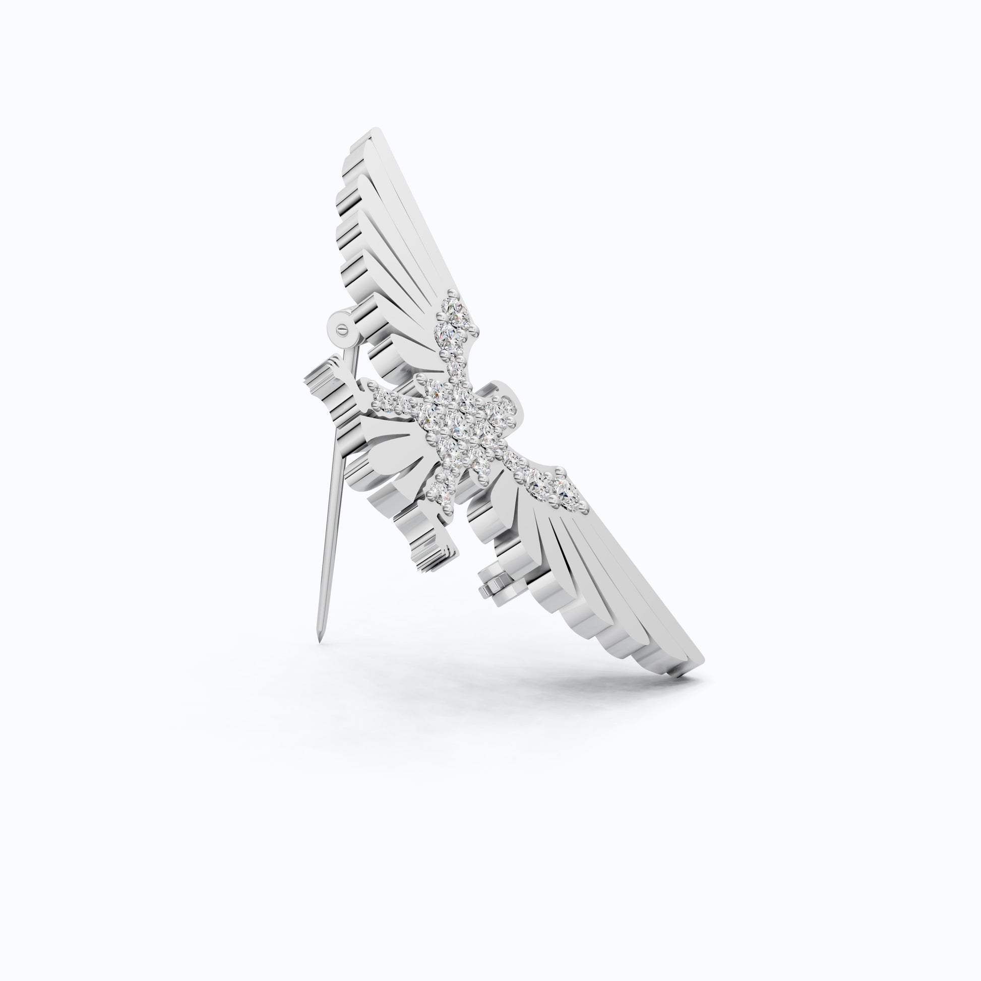 Majestic Eagle Wing Diamond Brooch in Lab Grown Diamond-14k Solid Gold, Luxury Pin Jewelry, Gift for Her/Him