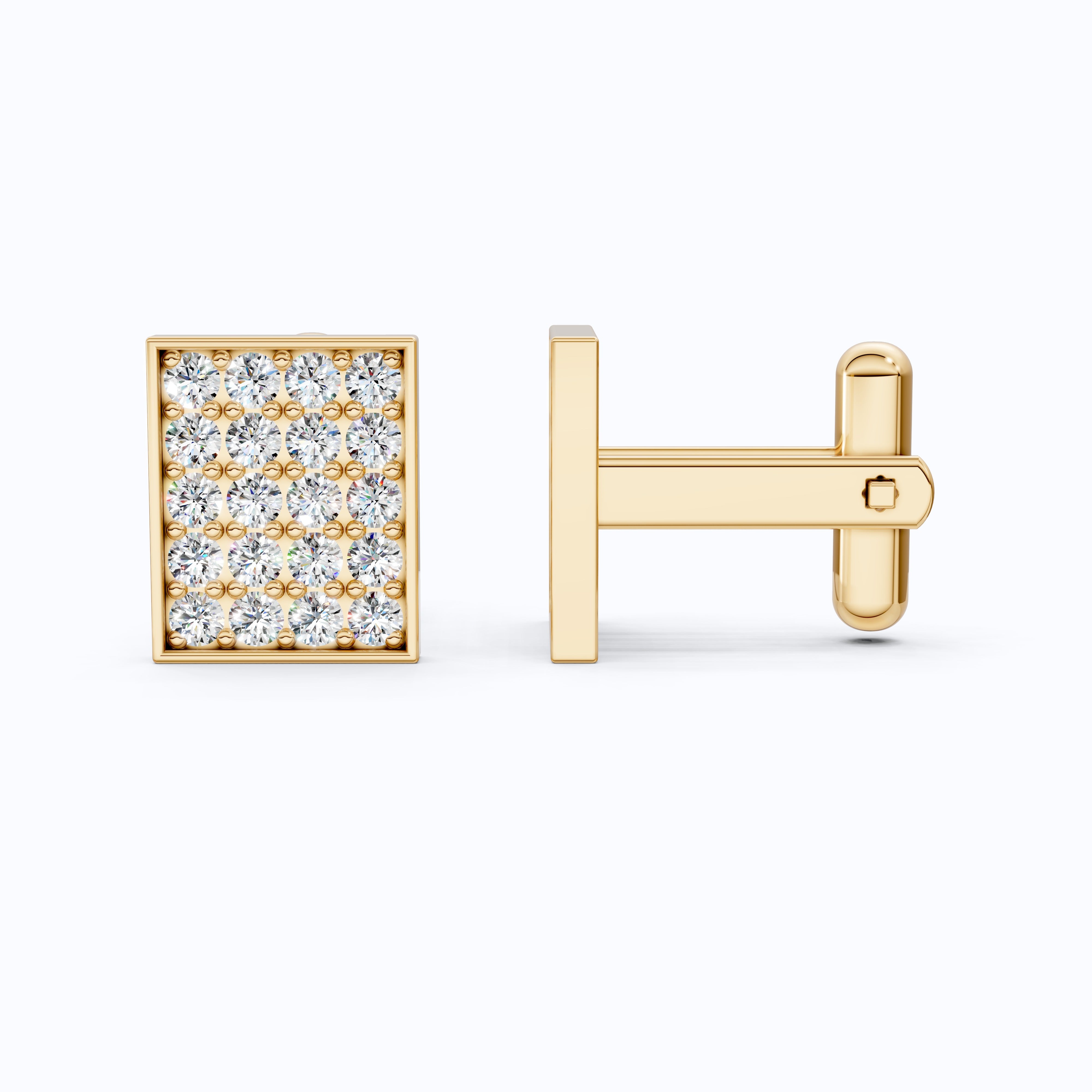 Lab Diamond Rectangular Cufflinks – 14K Rose Gold, Handmade Fine Jewelry, Wedding Gift for Groom