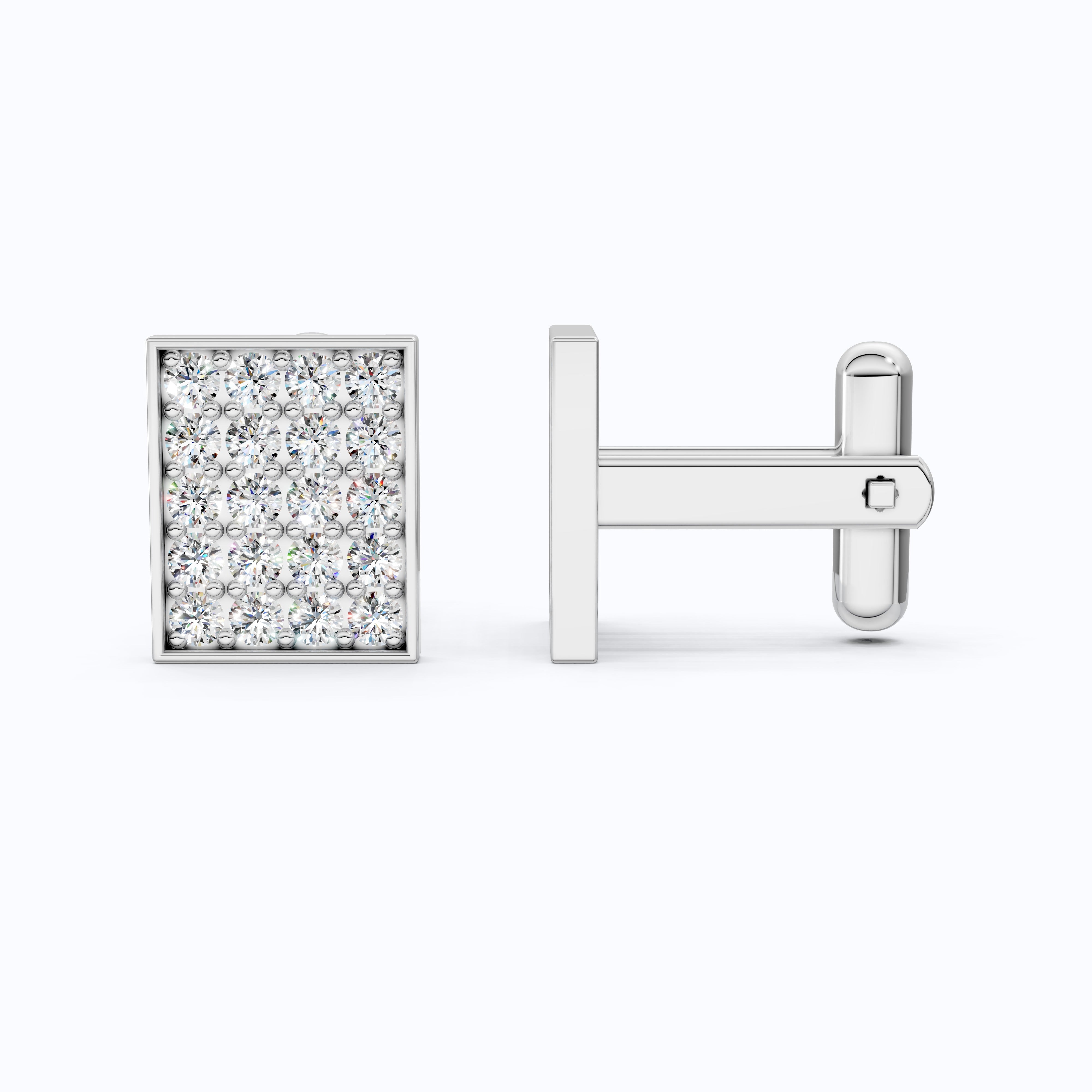 Lab Diamond Rectangular Cufflinks – 14K Rose Gold, Handmade Fine Jewelry, Wedding Gift for Groom