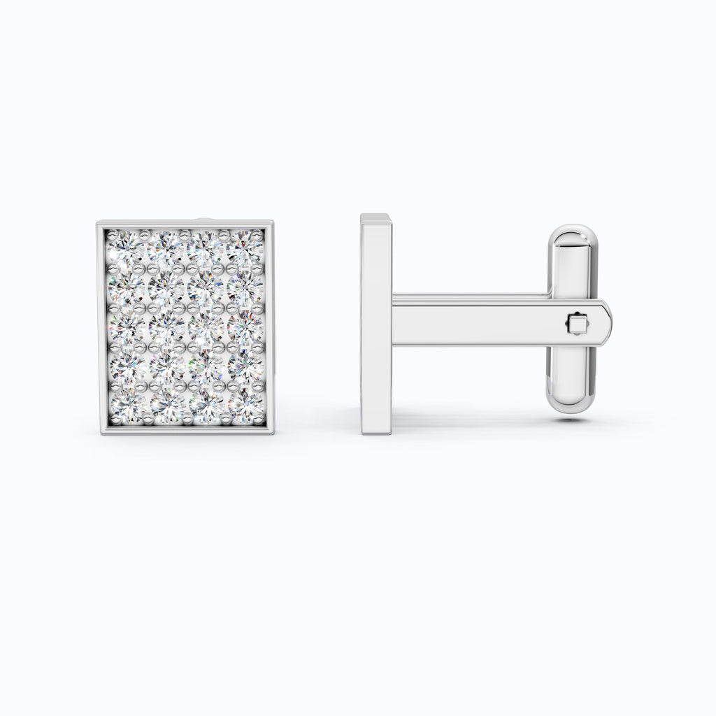 Lab Diamond Rectangular Cufflinks – 14K Rose Gold, Handmade Fine Jewelry, Wedding Gift for Groom