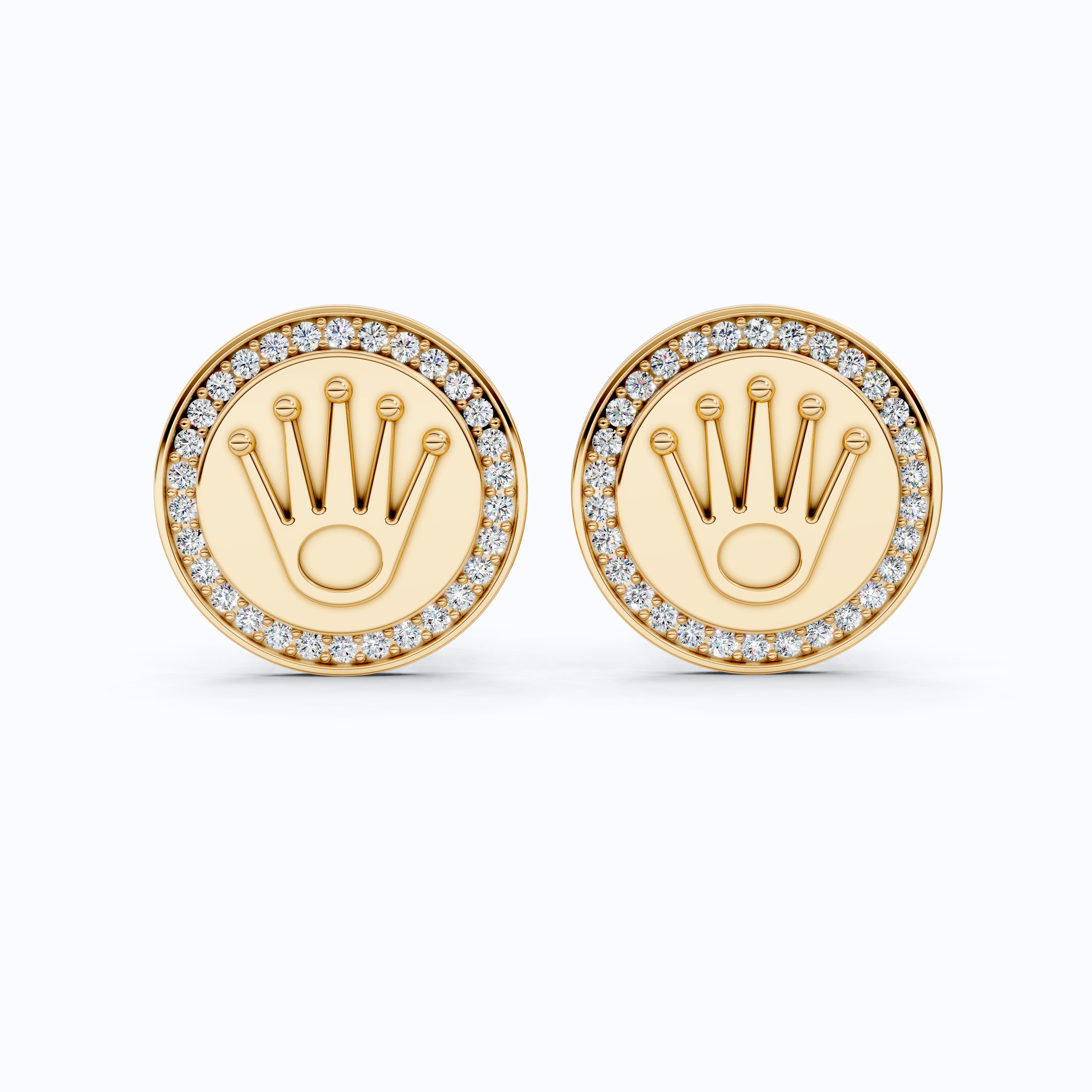 Crown Motif Diamond Cufflinks 14K Solid Gold, 0.48 TCW Lab Diamonds, Designer Men's Accessory, Luxury Gift for Him, Wedding Gift