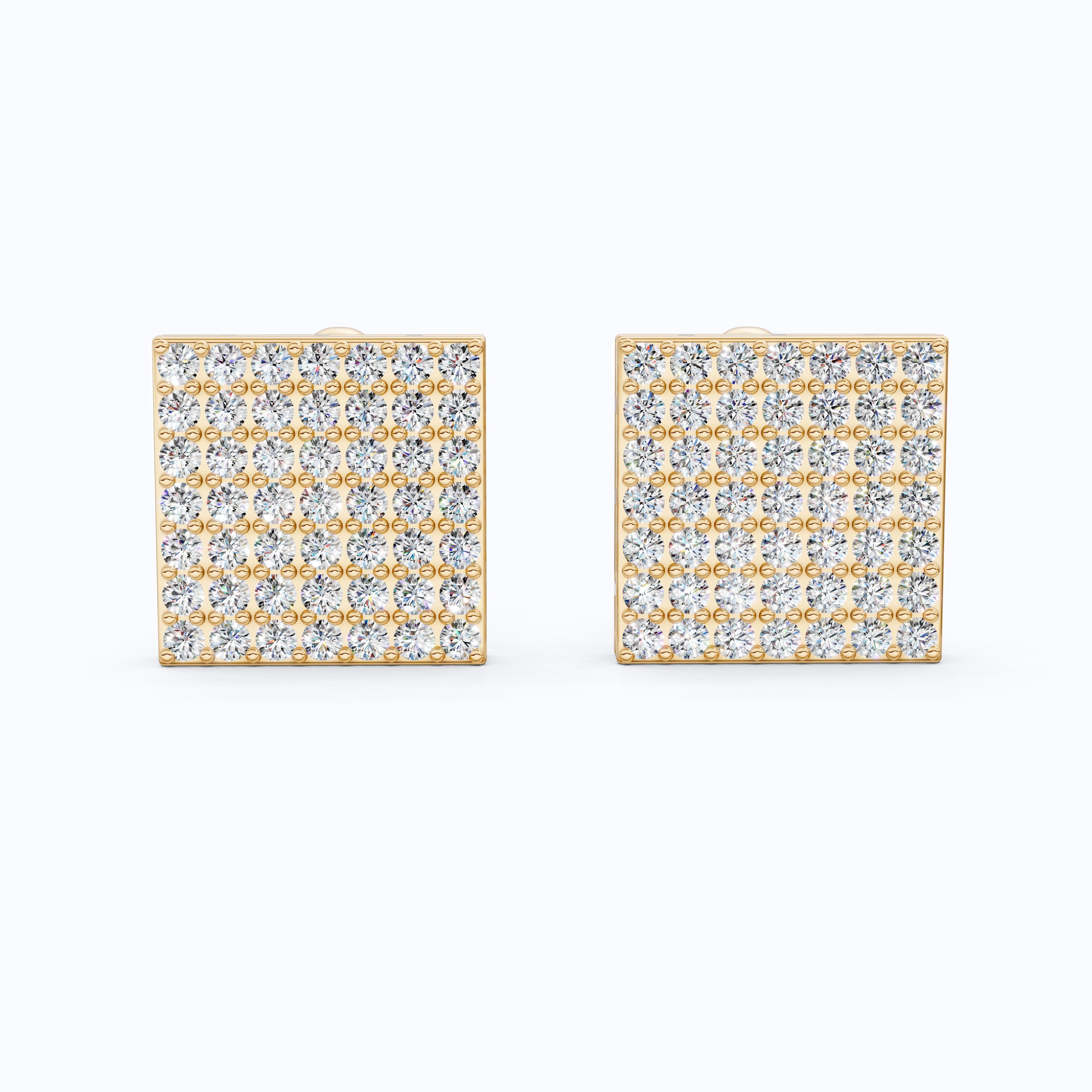 Cluster Square Lab Diamond Cufflinks in 14K Yellow Gold, Handmade Groom Gift, Luxury Wedding Accessory, Elegant Fine Jewelry