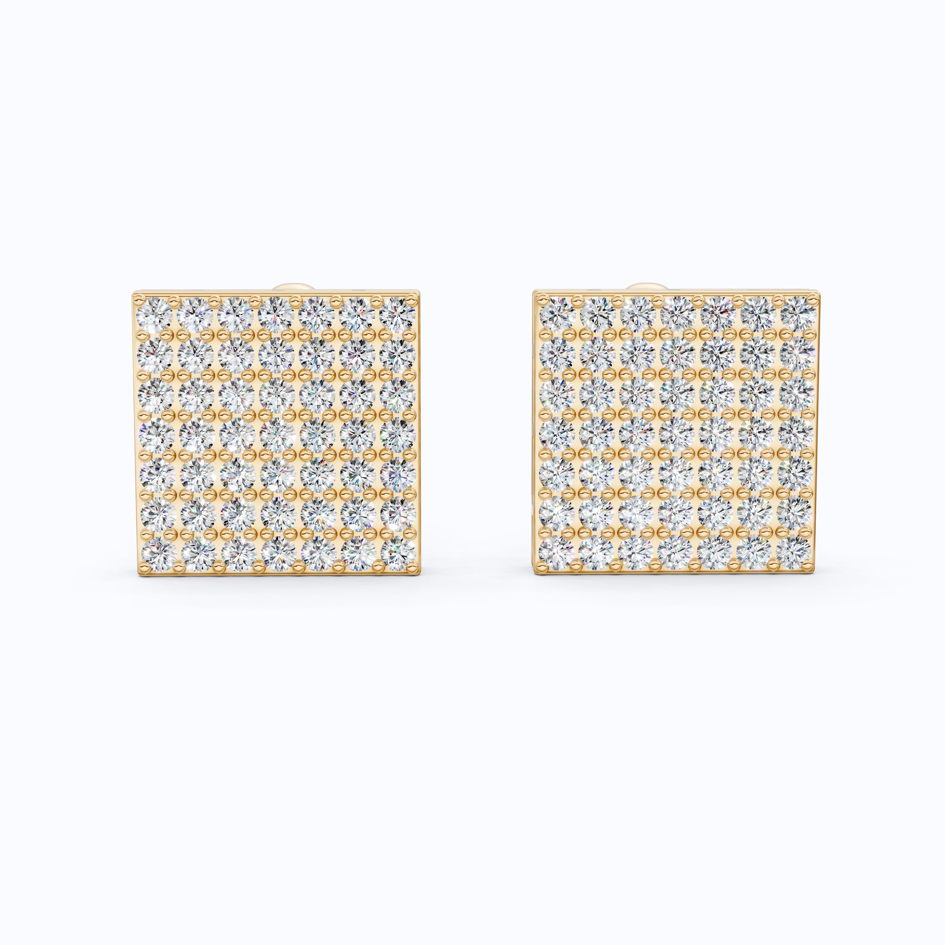 Cluster Square Lab Diamond Cufflinks in 14K Yellow Gold, Handmade Groom Gift, Luxury Wedding Accessory, Elegant Fine Jewelry
