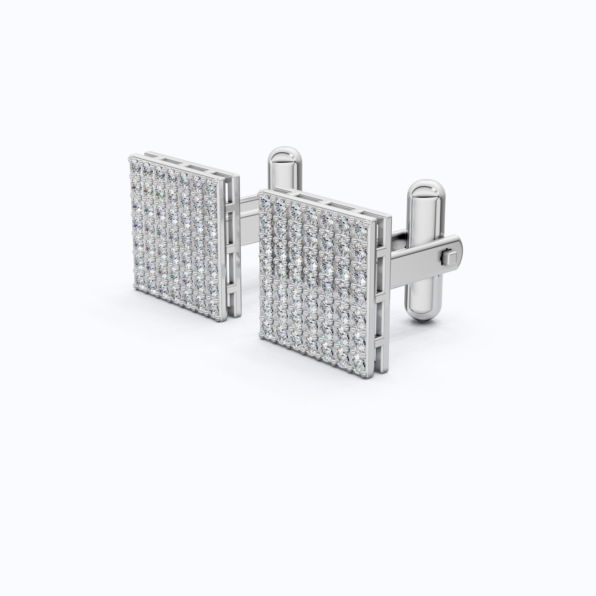 Cluster Square Lab Diamond Cufflinks in 14K Yellow Gold, Handmade Groom Gift, Luxury Wedding Accessory, Elegant Fine Jewelry