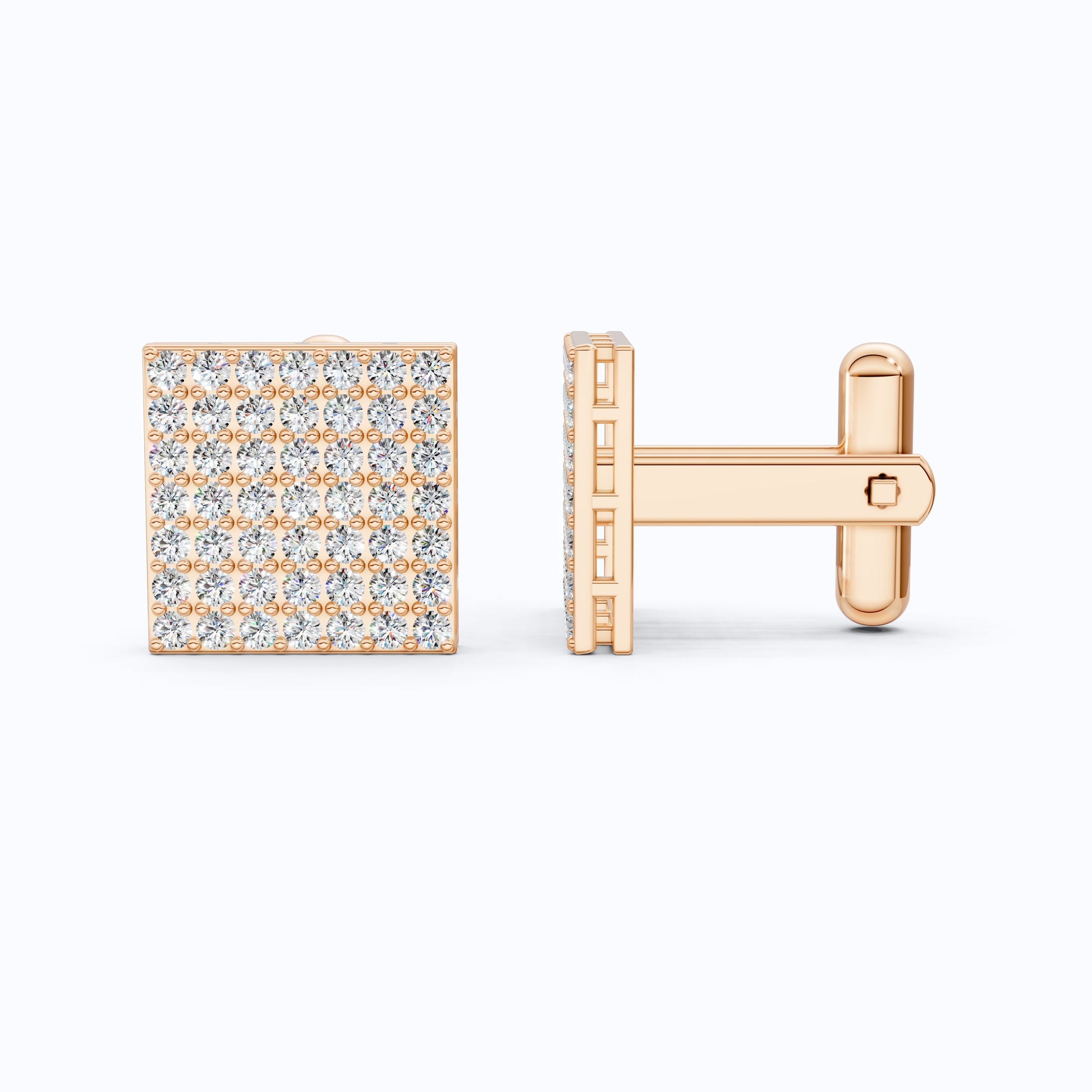 Cluster Square Lab Diamond Cufflinks in 14K Yellow Gold, Handmade Groom Gift, Luxury Wedding Accessory, Elegant Fine Jewelry