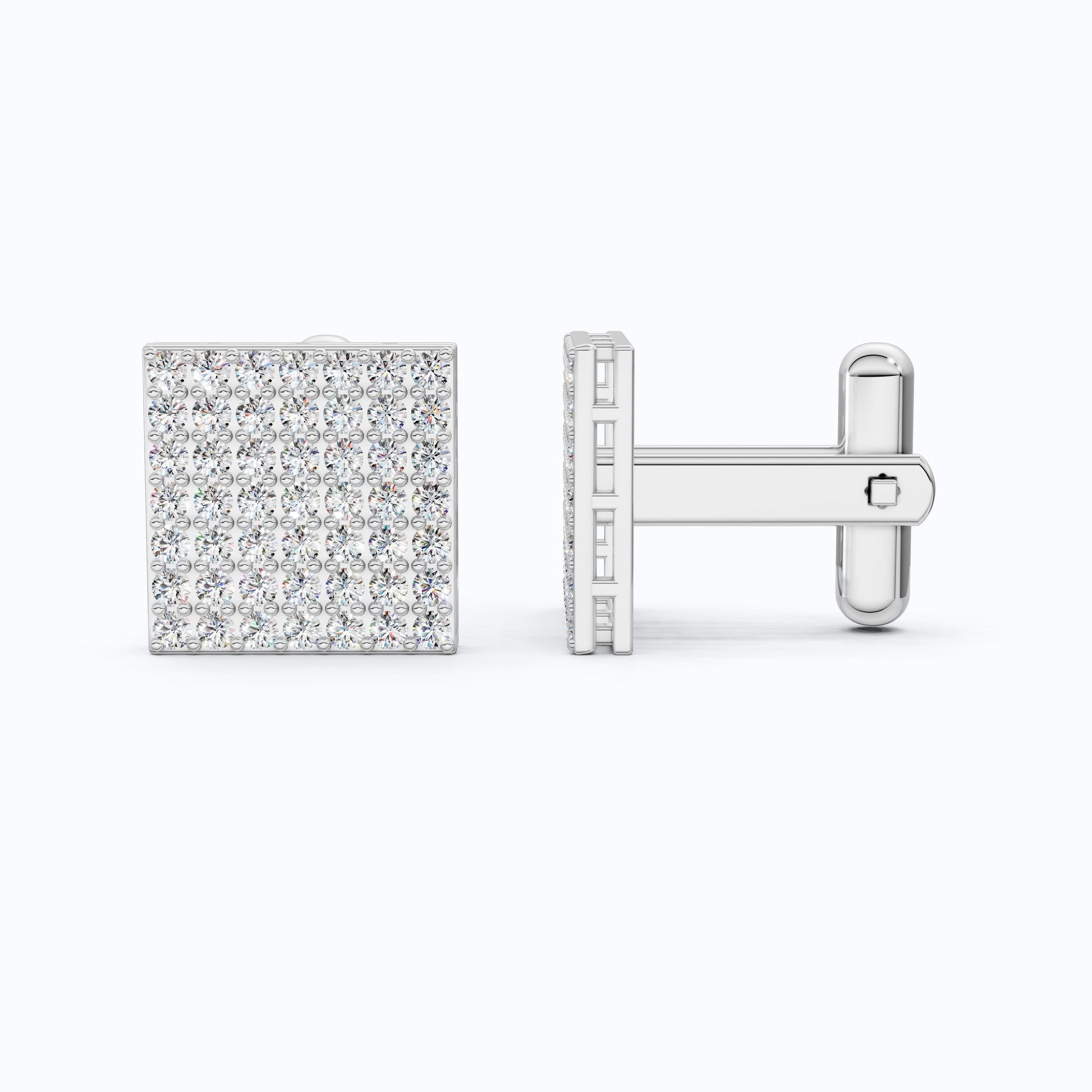 Cluster Square Lab Diamond Cufflinks in 14K Yellow Gold, Handmade Groom Gift, Luxury Wedding Accessory, Elegant Fine Jewelry