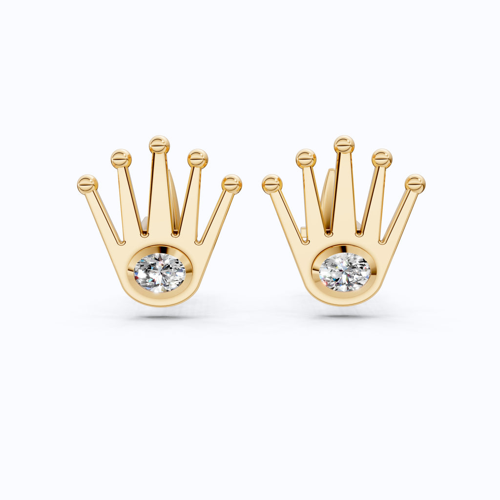 Crown Design Cufflinks in 14K Rose Gold, 0.42 TCW Oval Cut Lab Diamonds, Royal-Inspired Handmade Gift, Fine Jewelry for Him
