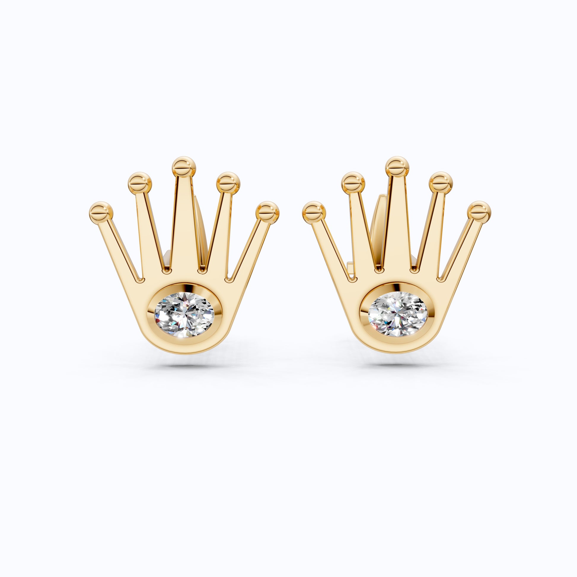 Crown Design Cufflinks in 14K Rose Gold, 0.42 TCW Oval Cut Lab Diamonds, Royal-Inspired Handmade Gift, Fine Jewelry for Him