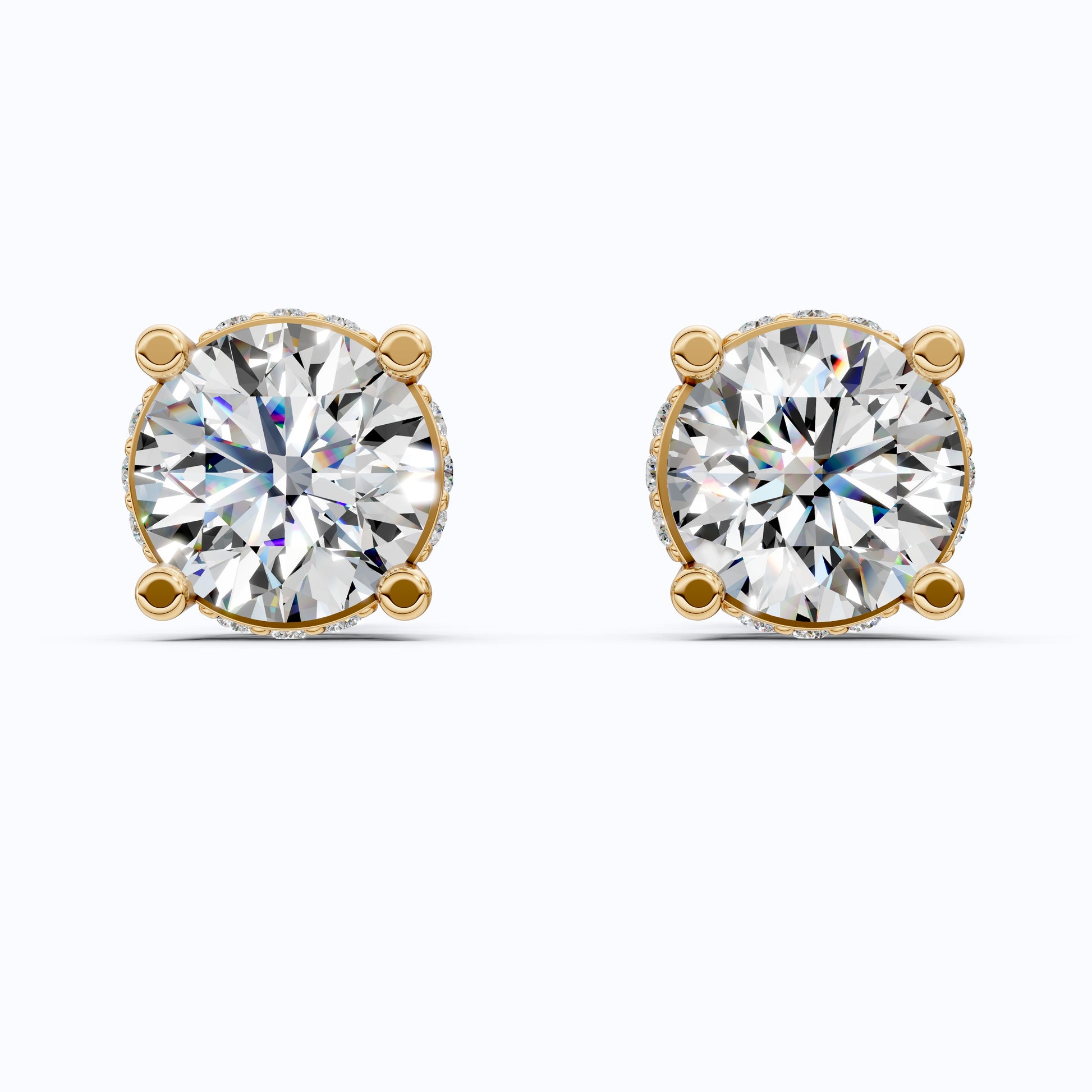 14K Gold Lab Grown Diamond Halo Stud Earrings – Bridal Wedding Earrings, Gift for Her, Handmade Fine Jewelry