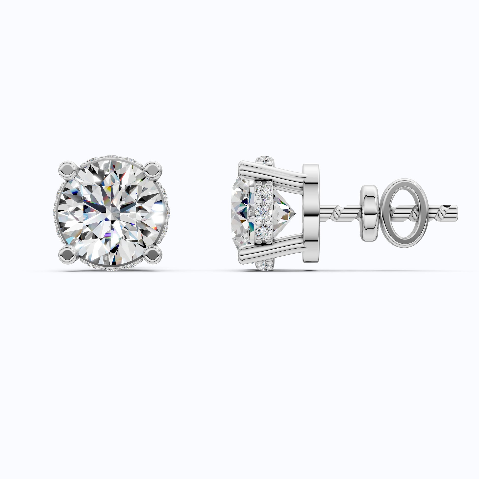 14K Gold Lab Grown Diamond Halo Stud Earrings – Bridal Wedding Earrings, Gift for Her, Handmade Fine Jewelry