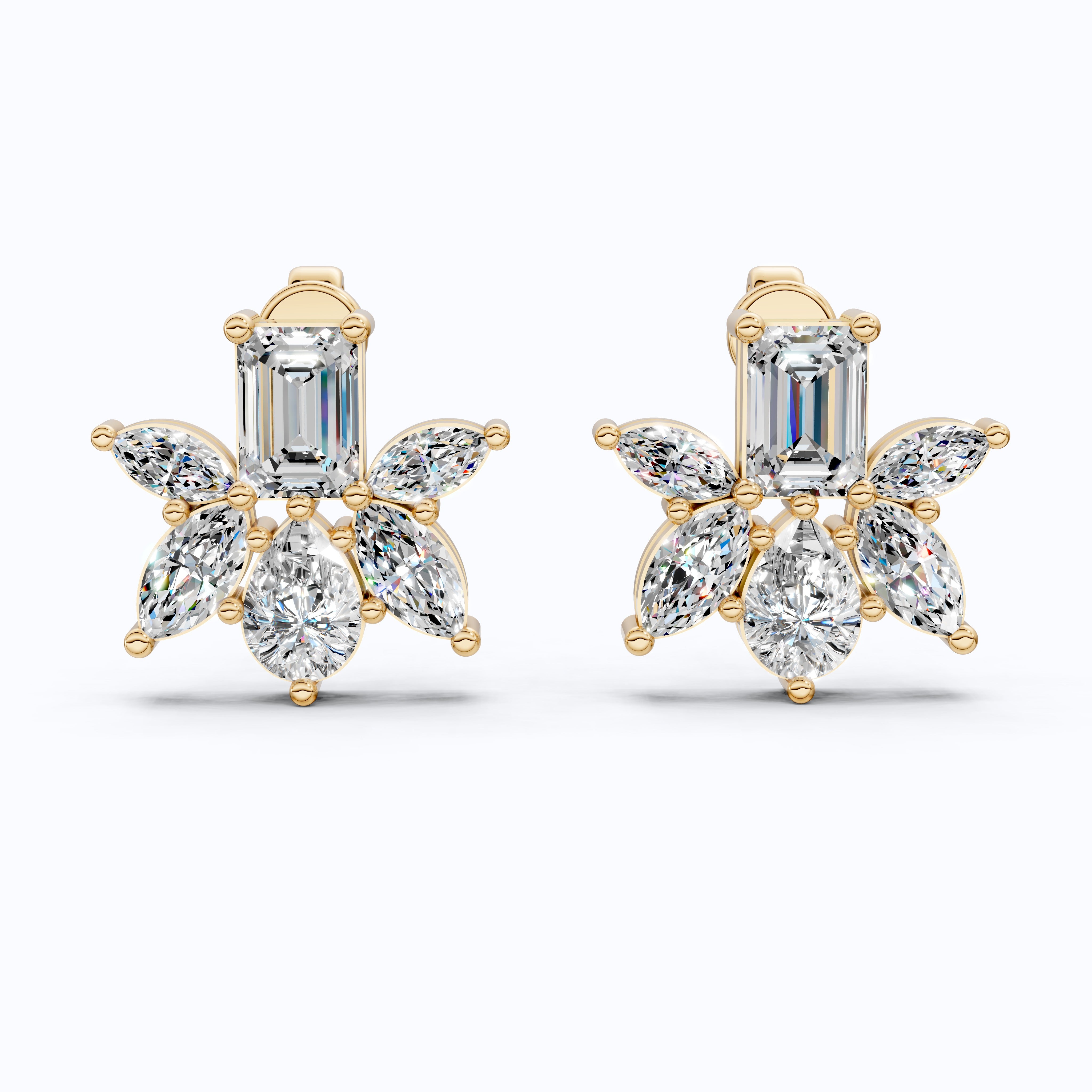 Modern Butterfly Statement Wedding Earrings in 14K Solid Gold, 1.84 TCW Multi Cut Lab Grown Diamonds, Bridal Party Jewelry, Anniversary Gift for Her