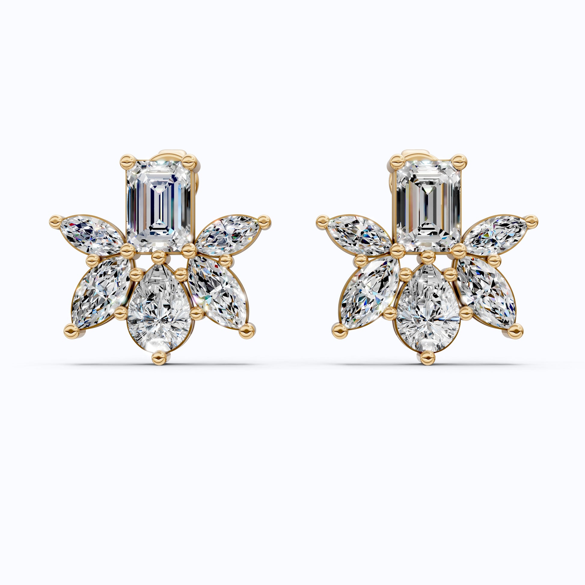 Modern Butterfly Statement Wedding Earrings in 14K Solid Gold, 1.84 TCW Multi Cut Lab Grown Diamonds, Bridal Party Jewelry, Anniversary Gift for Her