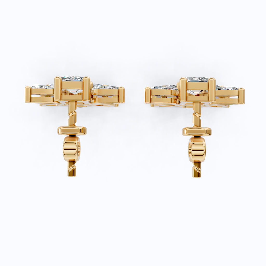 Modern Butterfly Statement Wedding Earrings in 14K Solid Gold, 1.84 TCW Multi Cut Lab Grown Diamonds, Bridal Party Jewelry, Anniversary Gift for Her