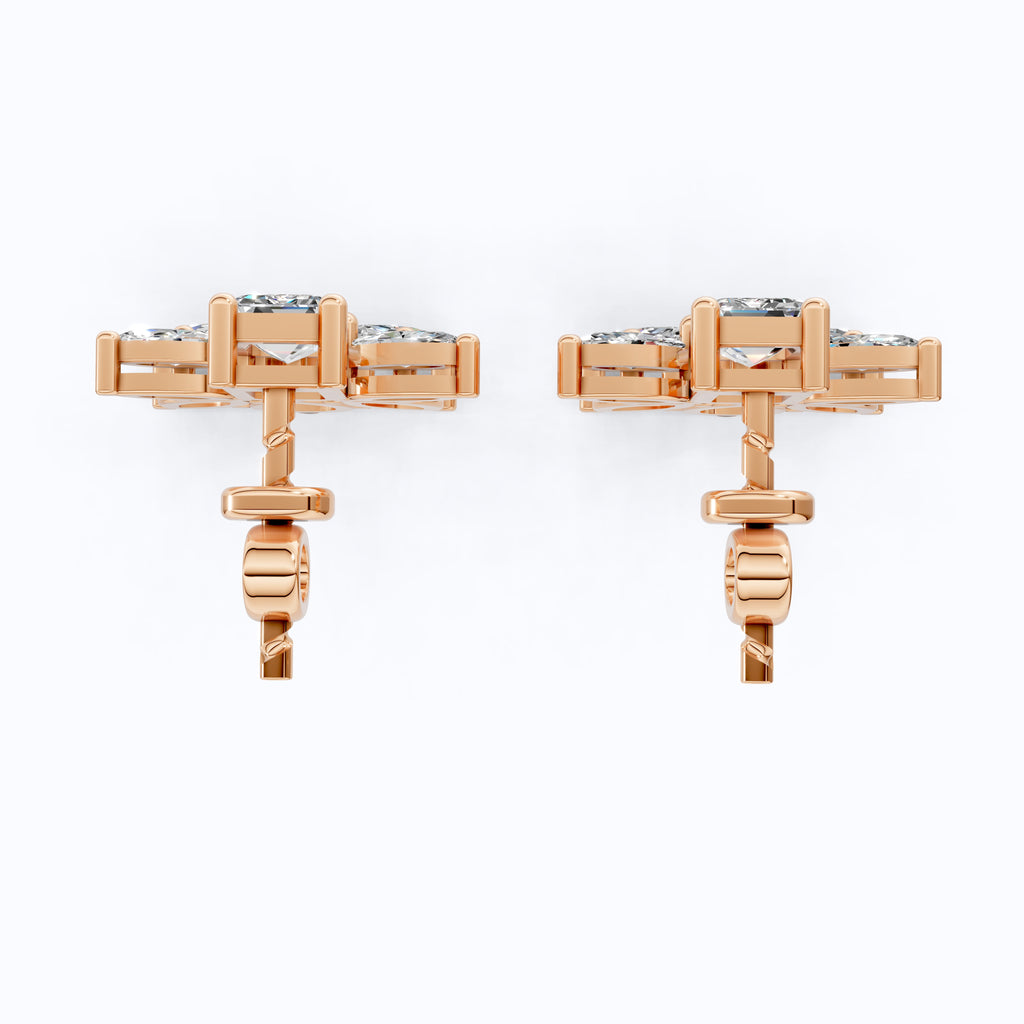 Modern Butterfly Statement Wedding Earrings in 14K Solid Gold, 1.84 TCW Multi Cut Lab Grown Diamonds, Bridal Party Jewelry, Anniversary Gift for Her