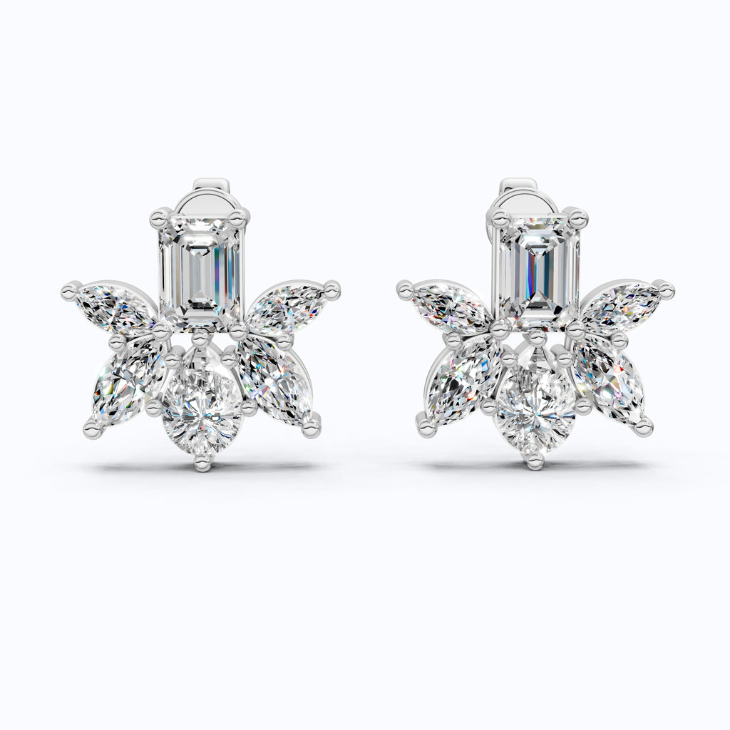 Modern Butterfly Statement Wedding Earrings in 14K Solid Gold, 1.84 TCW Multi Cut Lab Grown Diamonds, Bridal Party Jewelry, Anniversary Gift for Her