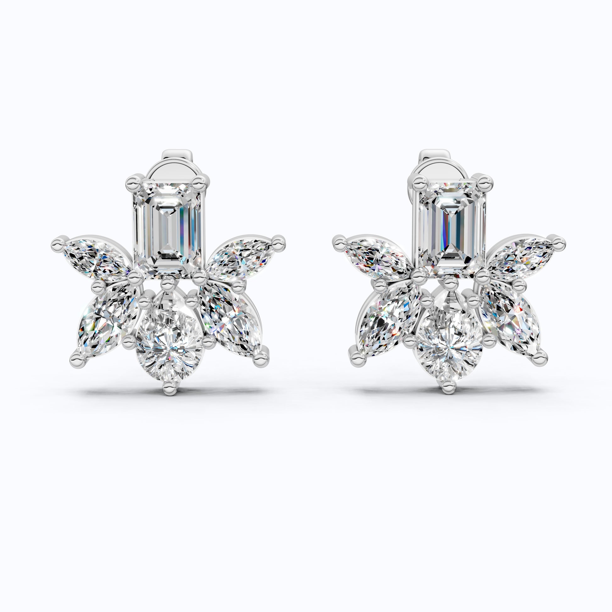 Modern Butterfly Statement Wedding Earrings in 14K Solid Gold, 1.84 TCW Multi Cut Lab Grown Diamonds, Bridal Party Jewelry, Anniversary Gift for Her