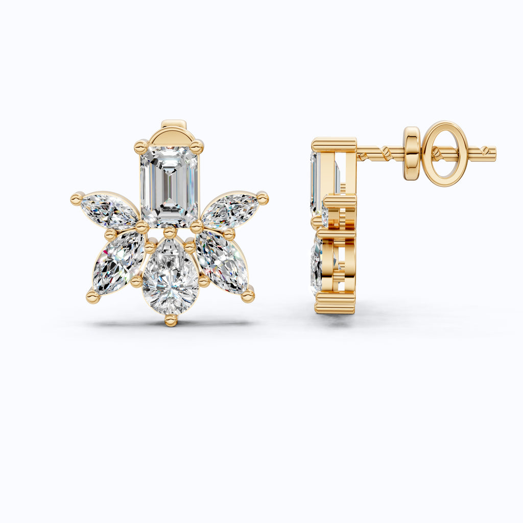 Modern Butterfly Statement Wedding Earrings in 14K Solid Gold, 1.84 TCW Multi Cut Lab Grown Diamonds, Bridal Party Jewelry, Anniversary Gift for Her